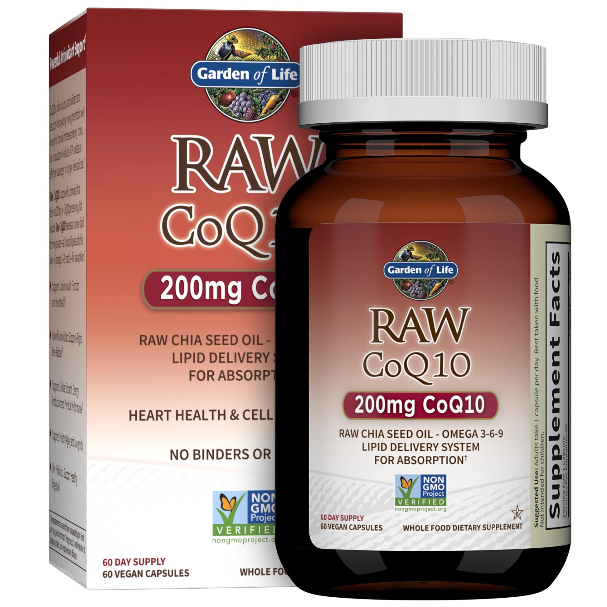 Garden of Life CoQ10 200mg Capsules, 60 Count