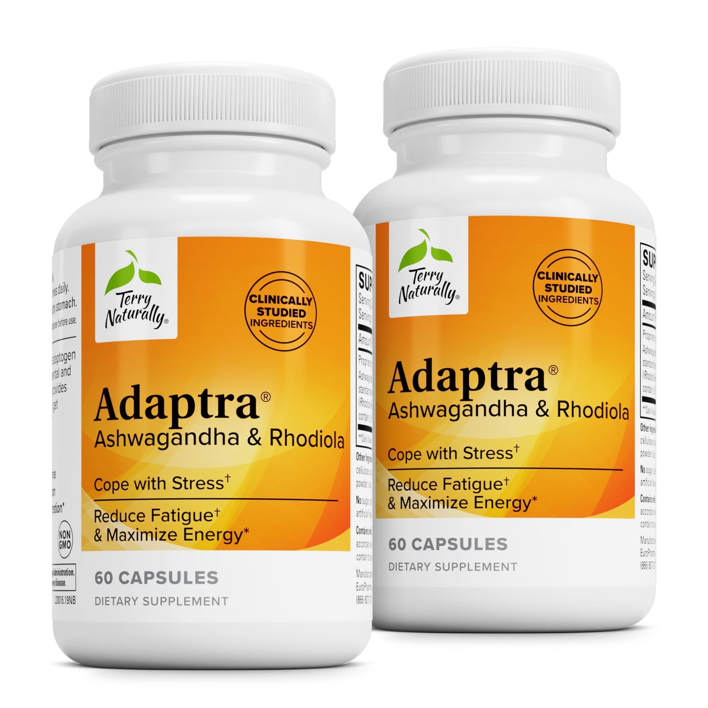 Terry Naturally Adaptra Ashwagandha with Rhodiola Rosea Capsule, 120 Capsules