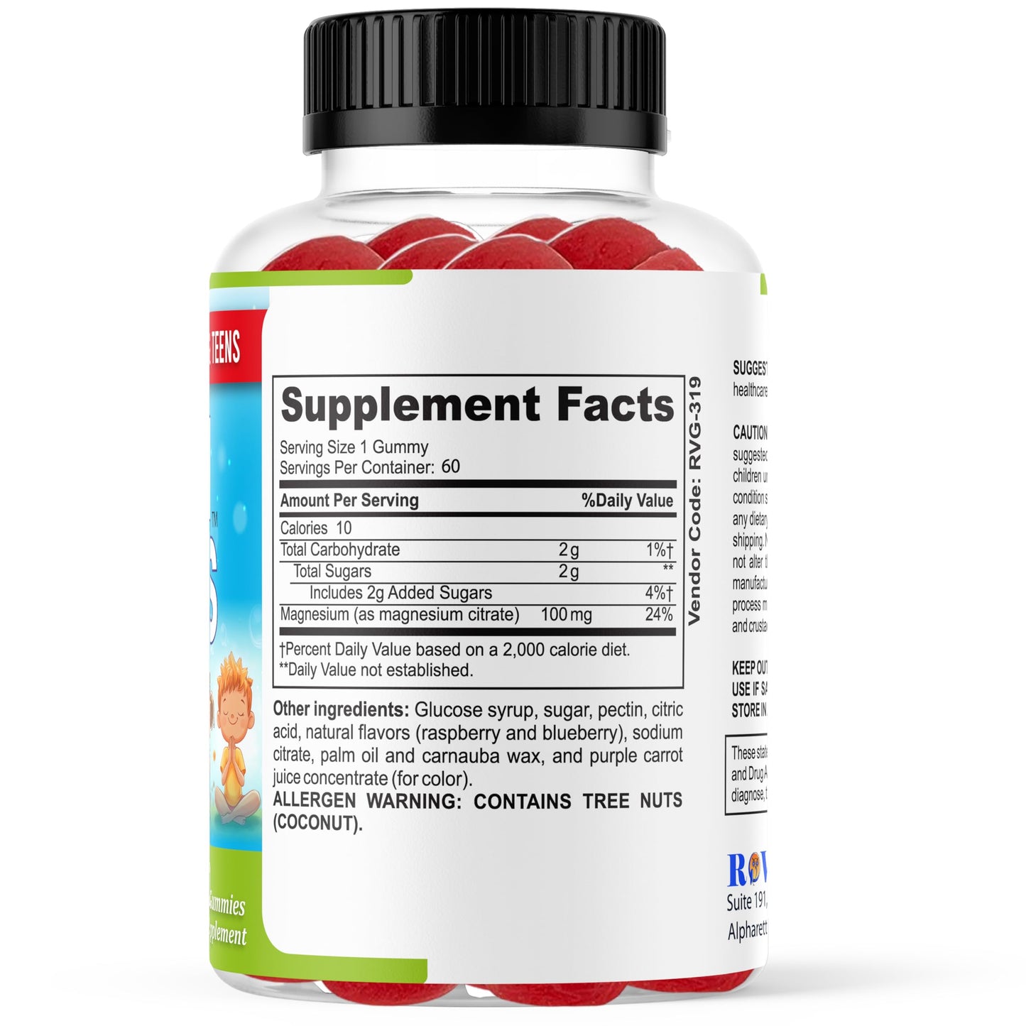 ROVita Calm Genius Kids Magnesium Gummies, Magnesium Citrate Kids Supplement for Relaxation & Daily Wellness, 60 Gummies