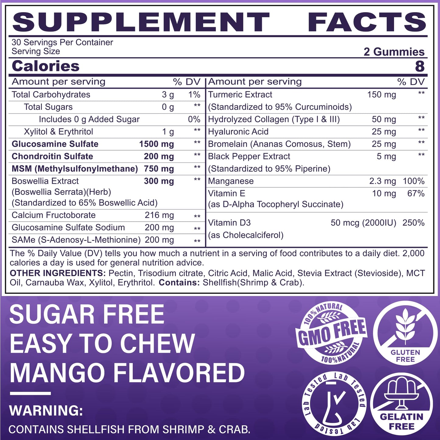 LILICARE Glucosamine Chondroitin 120 Gummies