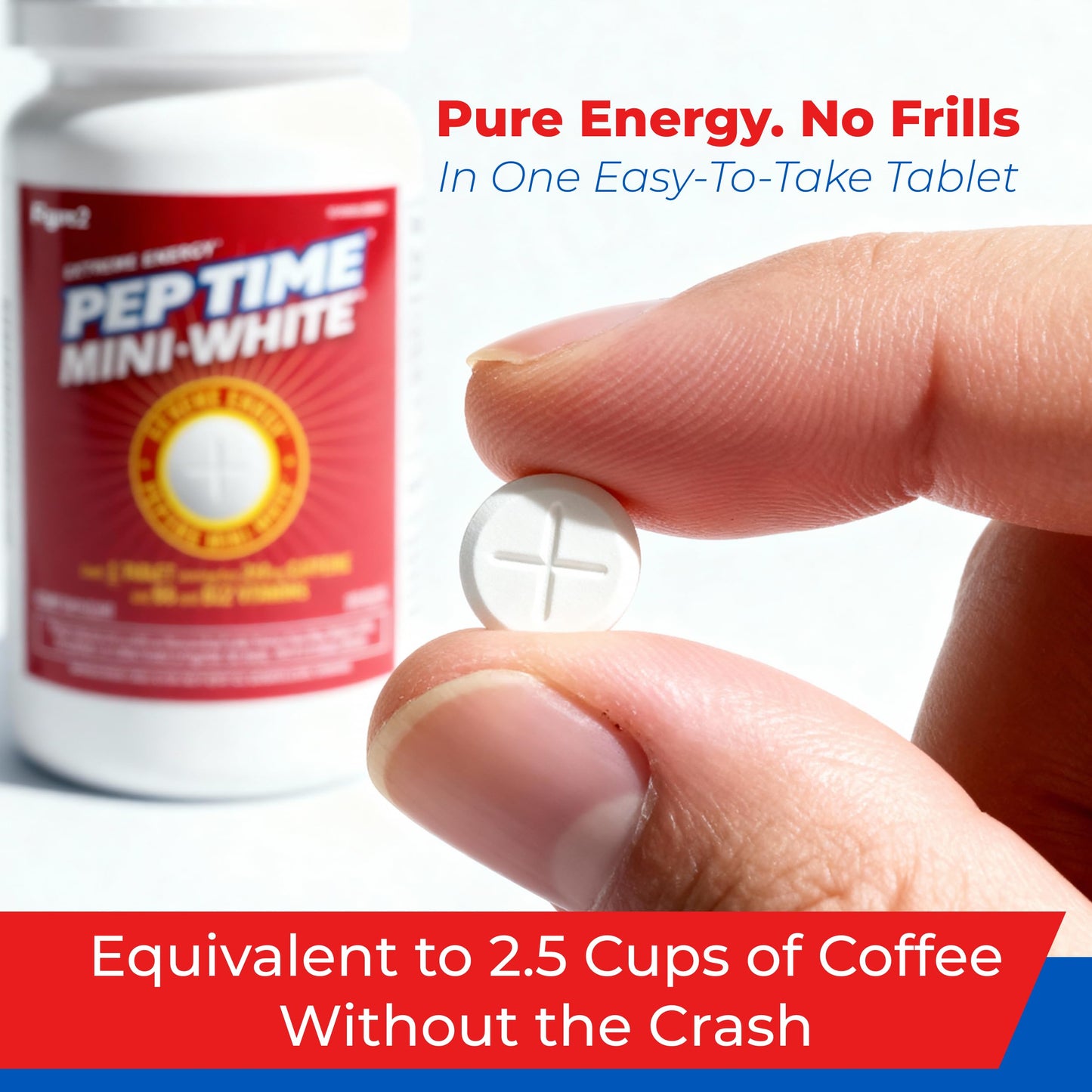 PEPTIME Energy Peptime Mini White Vitamins B6 and B12 Caffeine Tablets, 300 Count