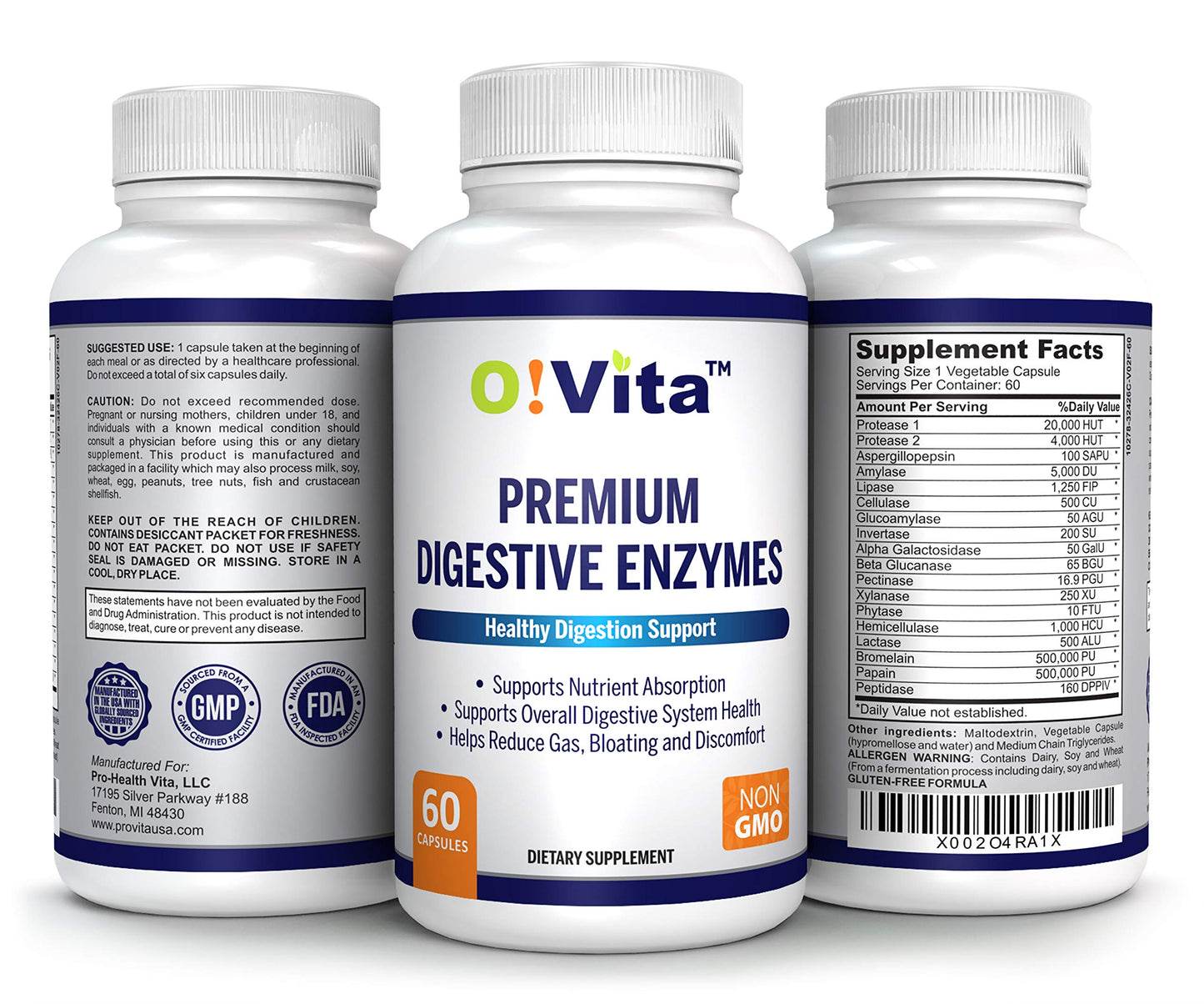 O!VITA Premium Digestive Enzymes with Plant-Based Enzymes Capsule 60