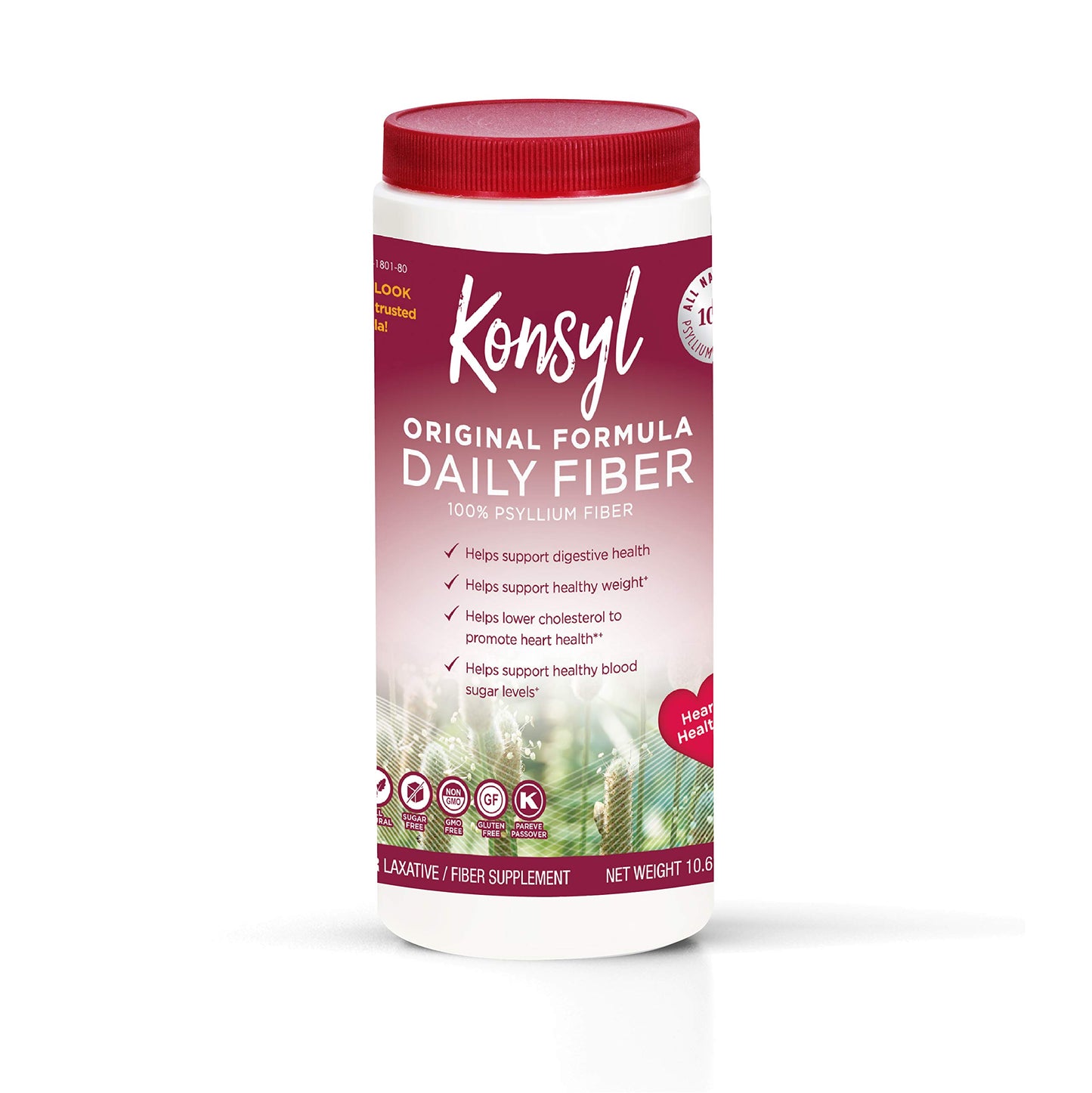 Konsyl Original Formula 100% Psyllium Fiber Powder, 10.6 Ounce