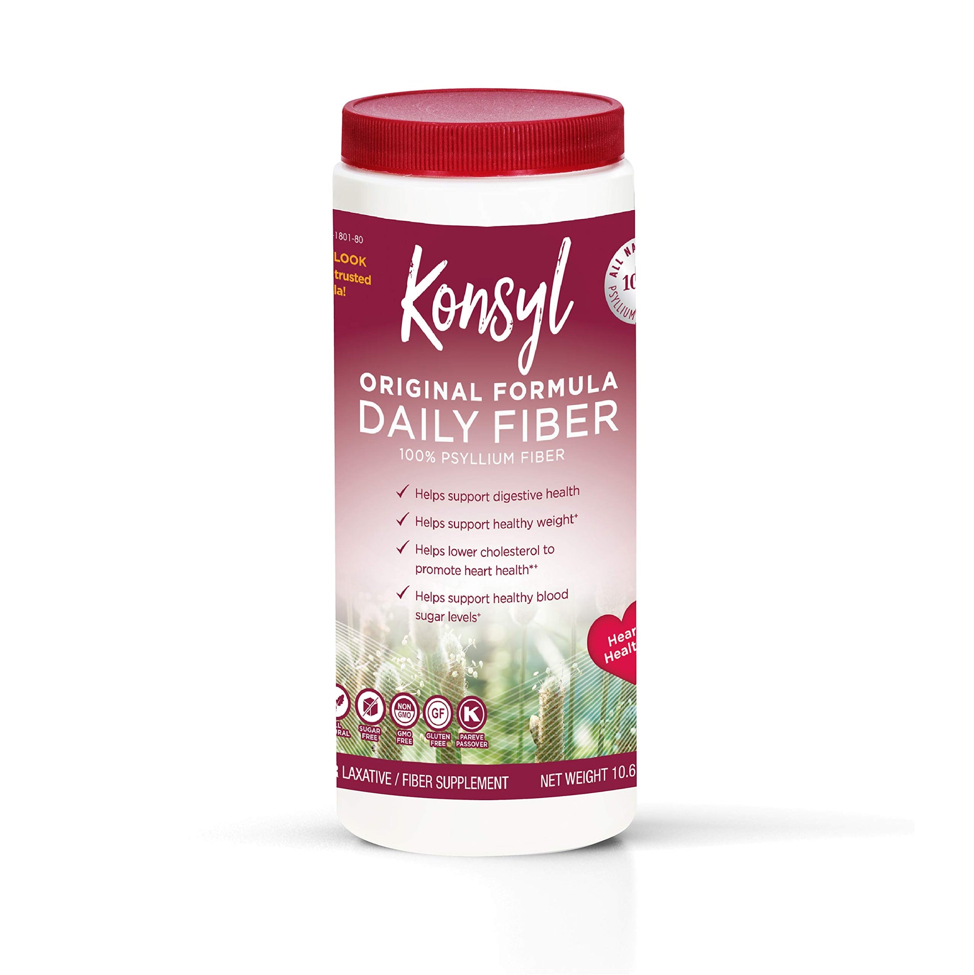 Konsyl Original Formula 100% Psyllium Fiber Powder, 10.6 Ounce