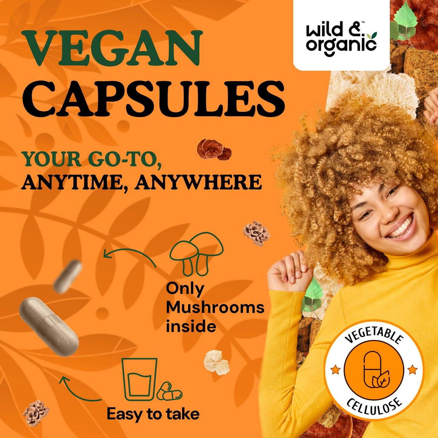 Wild & Organic Immune Mushroom Complex Capsules 90 Count