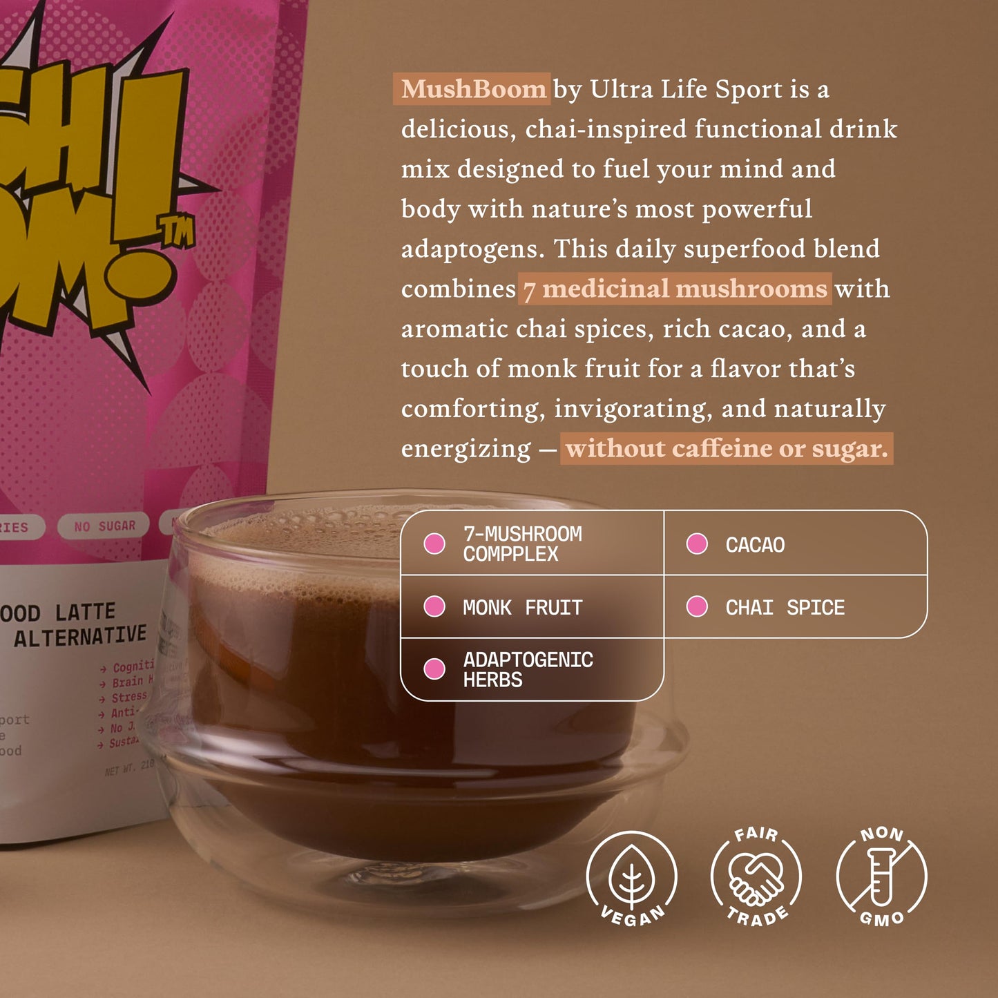 Ultra Life Sport MushBoom Organic Mushroom Coffee Alternative Drink Powder 8.9949