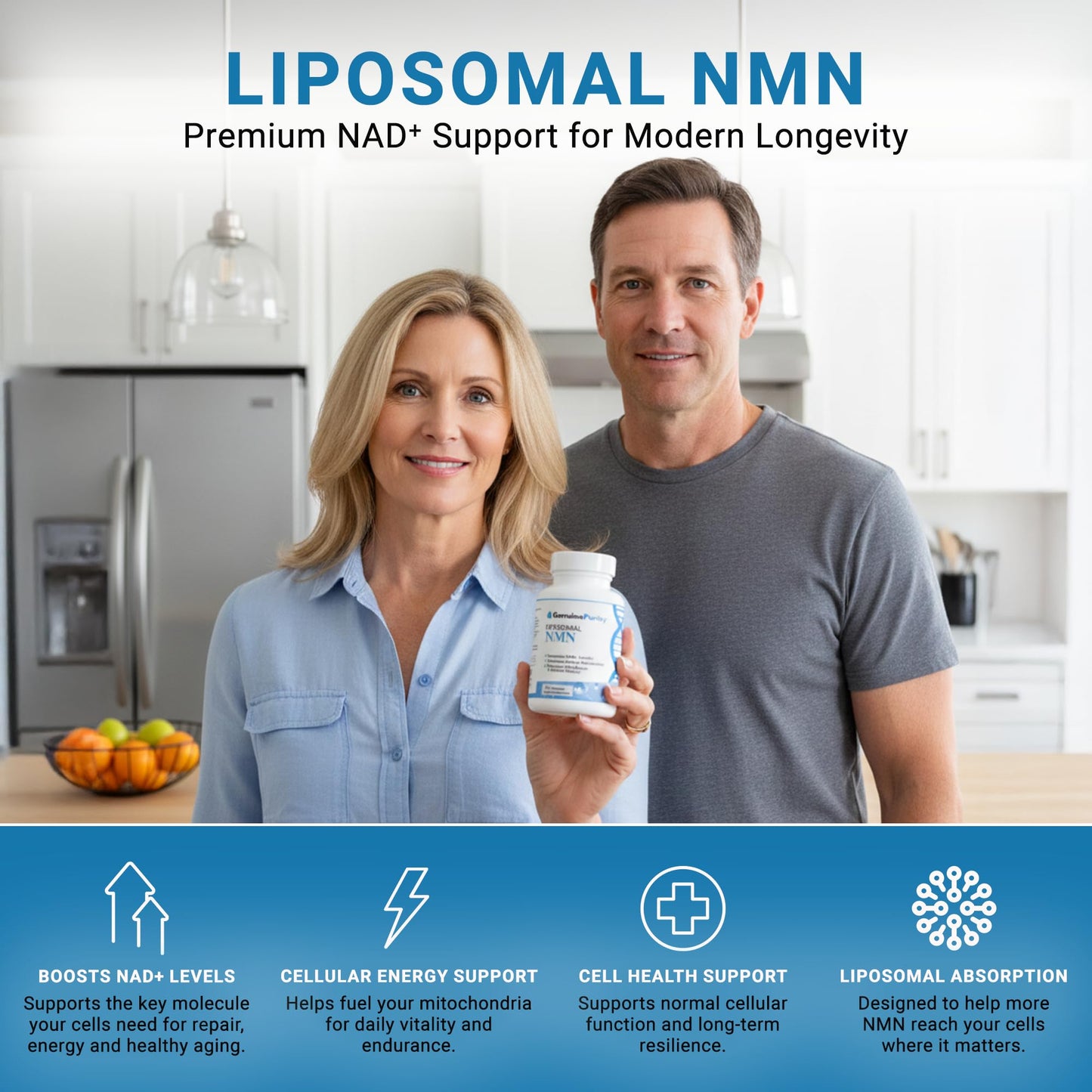 GenuinePurity 250mg Liposomal NMN Supplement Capsule, 60 Vegan Capsules