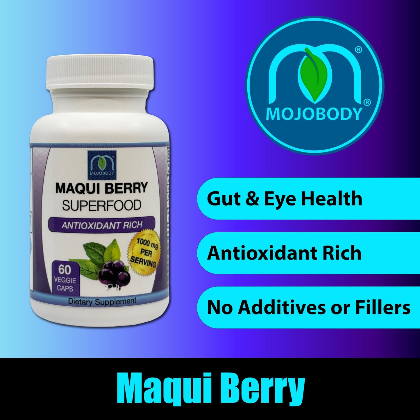 MOJObody Maqui Berry Capsules, 1000mg per Serving, 60 Veggie Capsules