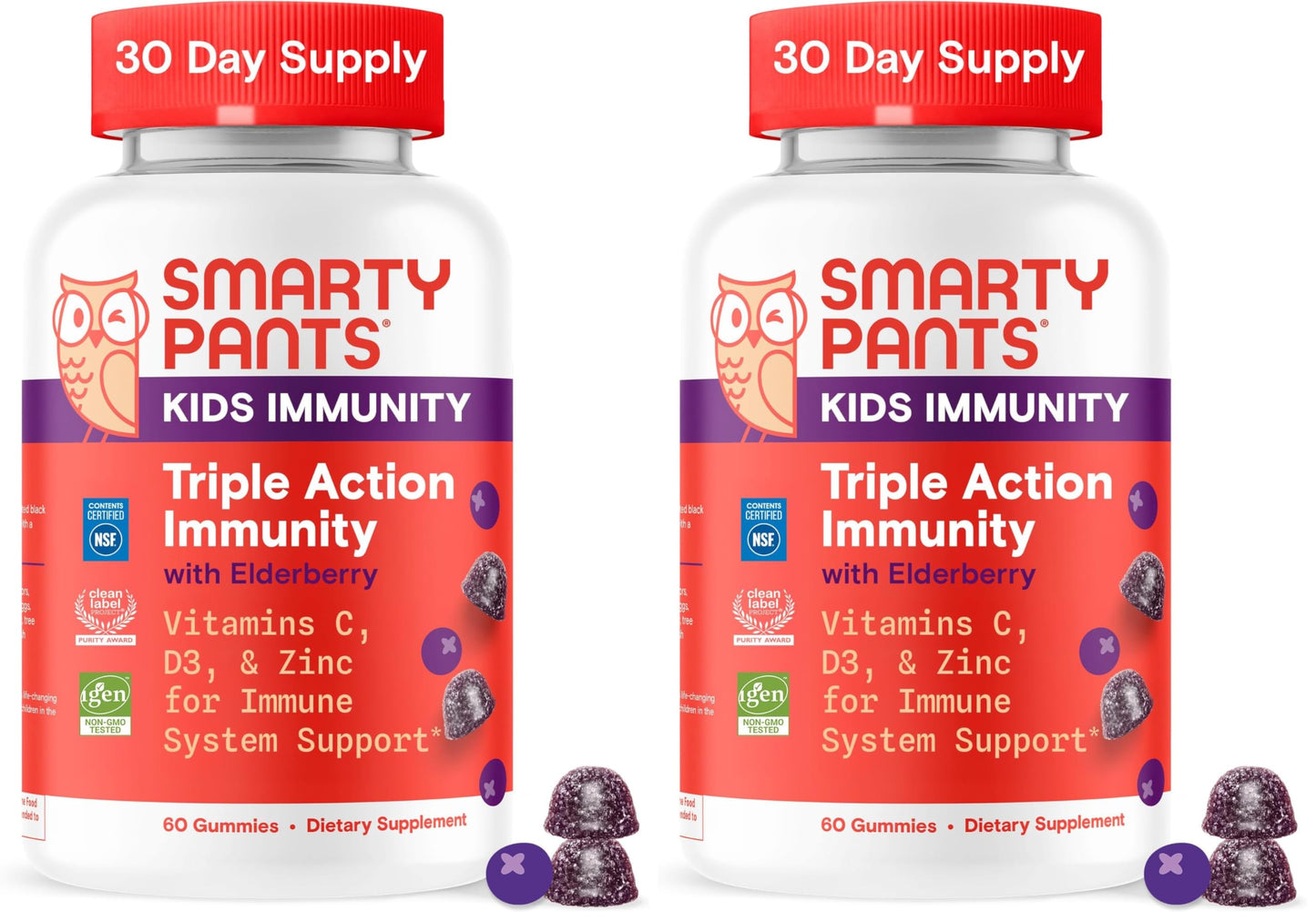 SmartyPants Kids Immunity Elderberry Gummies, 2 Pack
