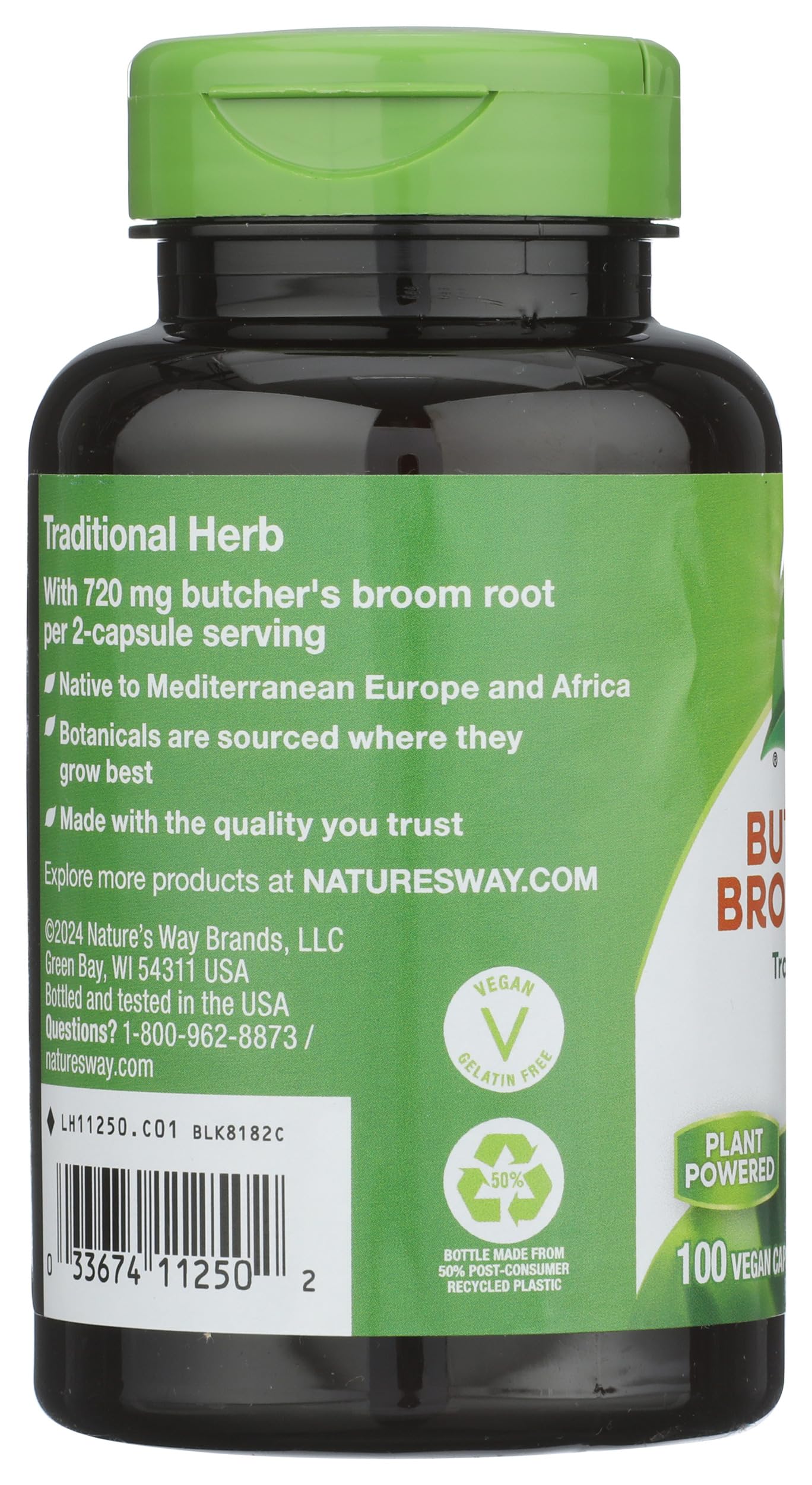 Nature's Way Butchers Broom Root 470mg Capsules, 100 Capsules