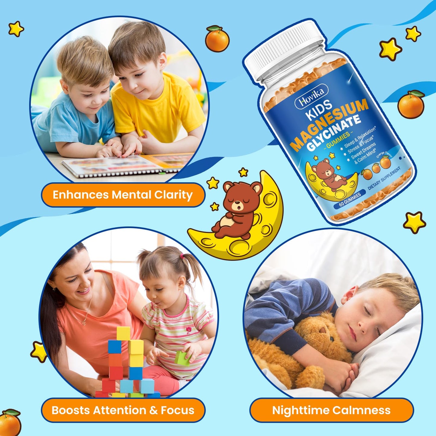Hovika Kids Magnesium Glycinate Gummies 60 Count