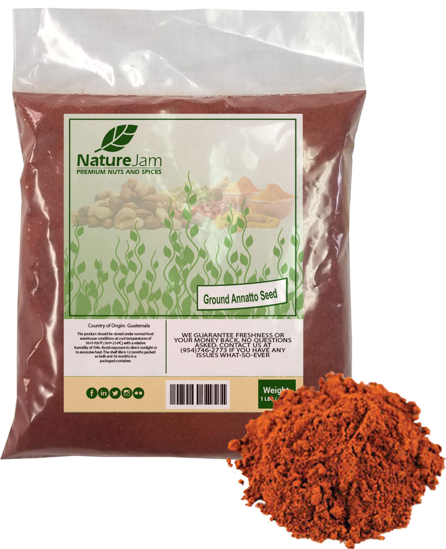 Naturejam Ground Annatto Seed Powder, 16 oz
