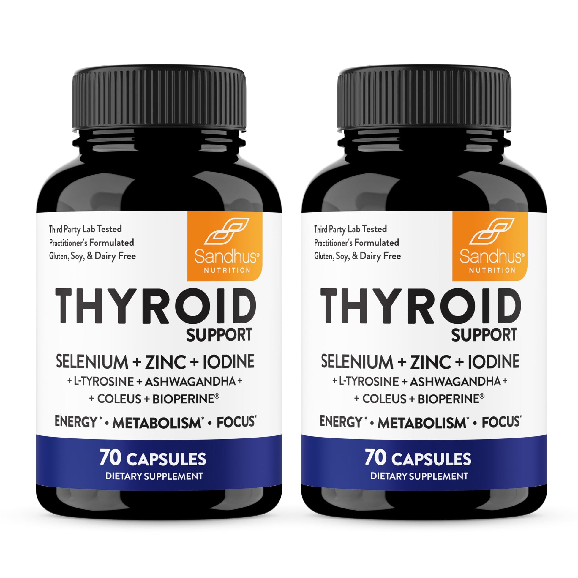 Sandhu's Thyroid Support with Selenium, Zinc, Iodine, L Tyrosine, Ashwagandha Capsules, 140 Count
