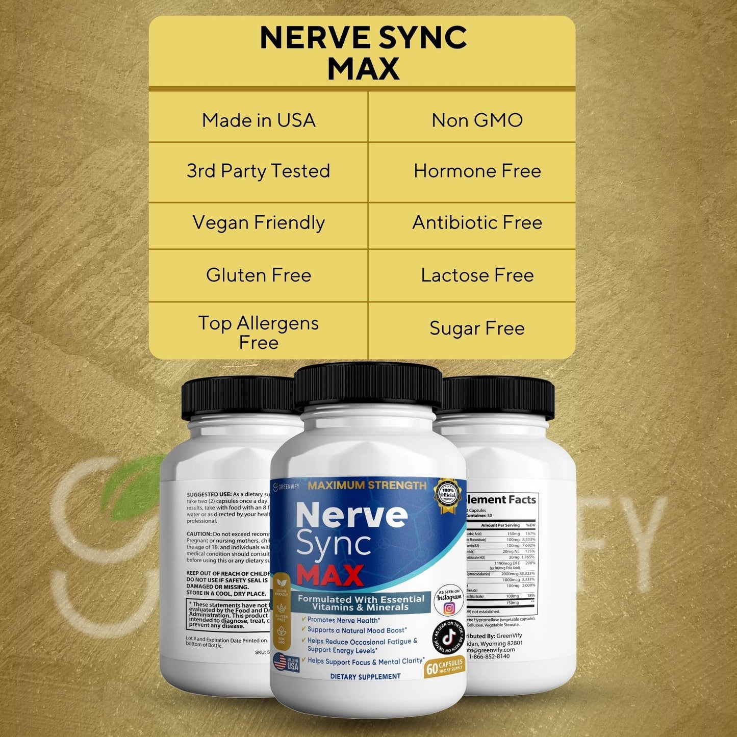 GREENVIFY Nerve Sync MAX Supplement 60 Capsules