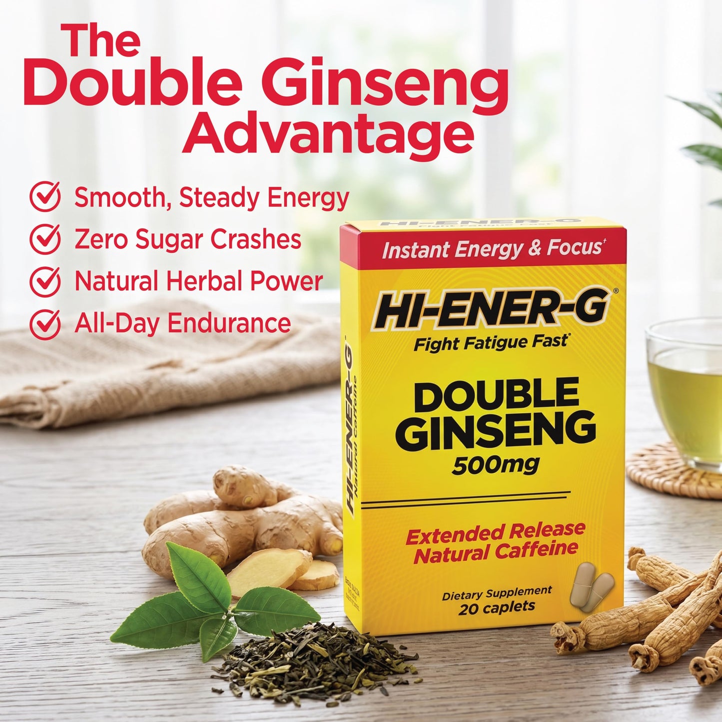 Hi-Ener-G Triple Ginseng Energy Supplement Caplets 20