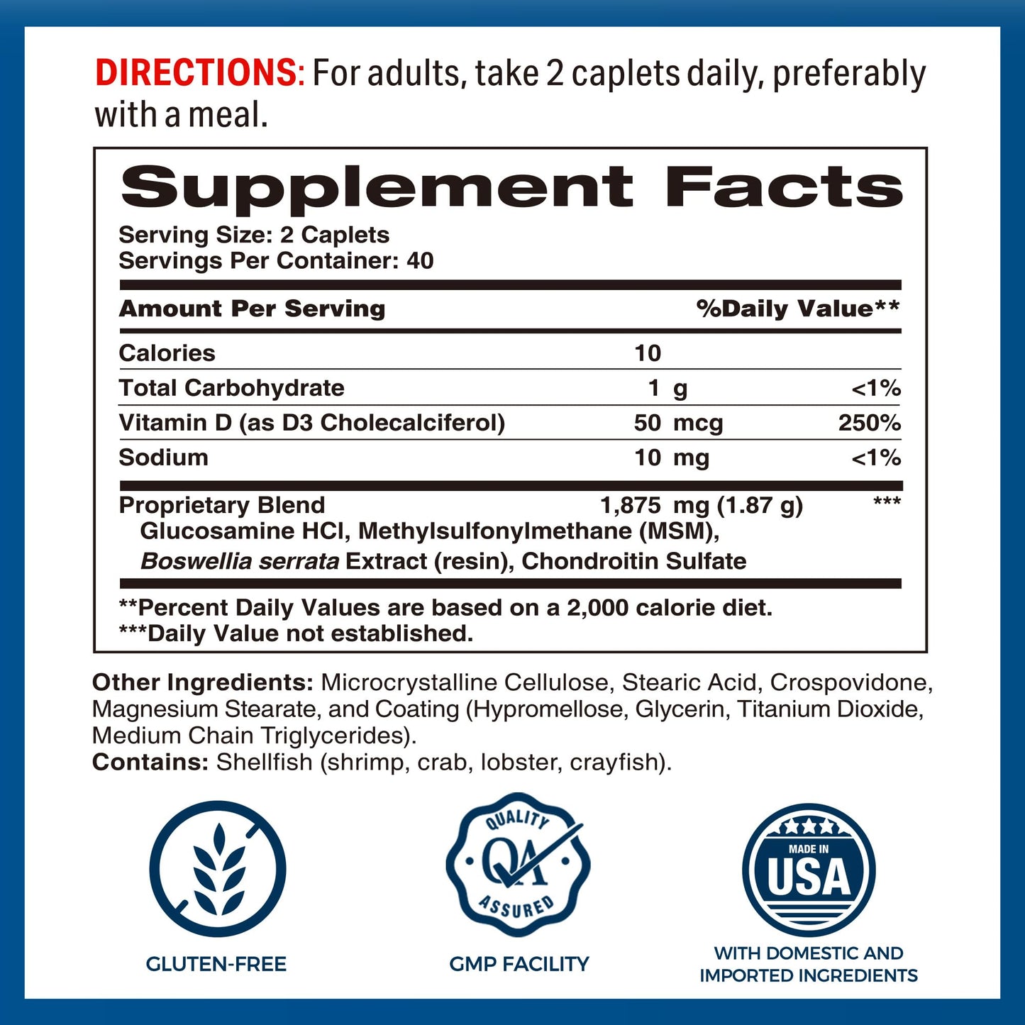 Vitamin World Glucosamine Chondroitin with MSM with Vitamin D 80 Caplets