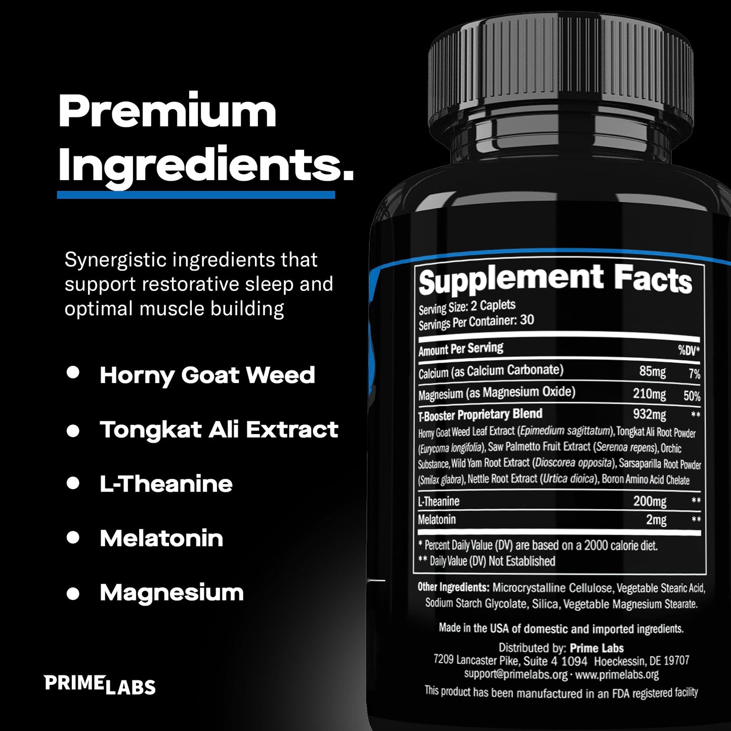 Prime Labs Night Duty Nighttime Testosterone Booster & Sleep Support Caplets 120 Count
