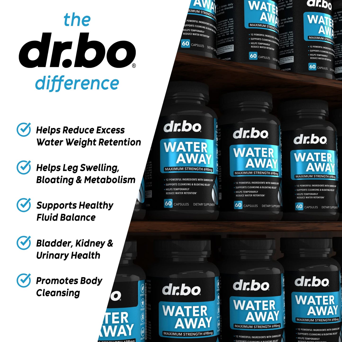 DR. BO Water Pills Diuretic Capsules, 60 Count