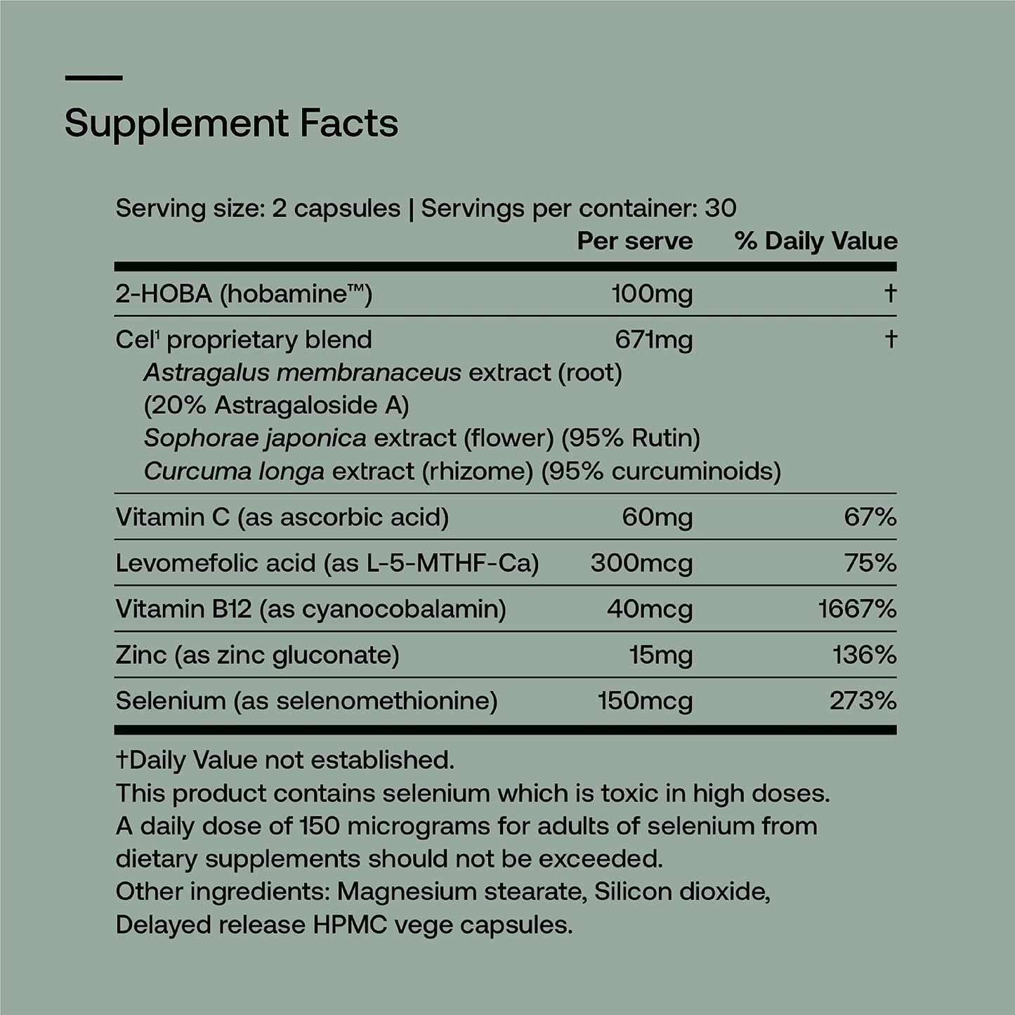 SRW Cel¹ Stability Stem Cell Supplement with 2-HOBA, 180 Capsules