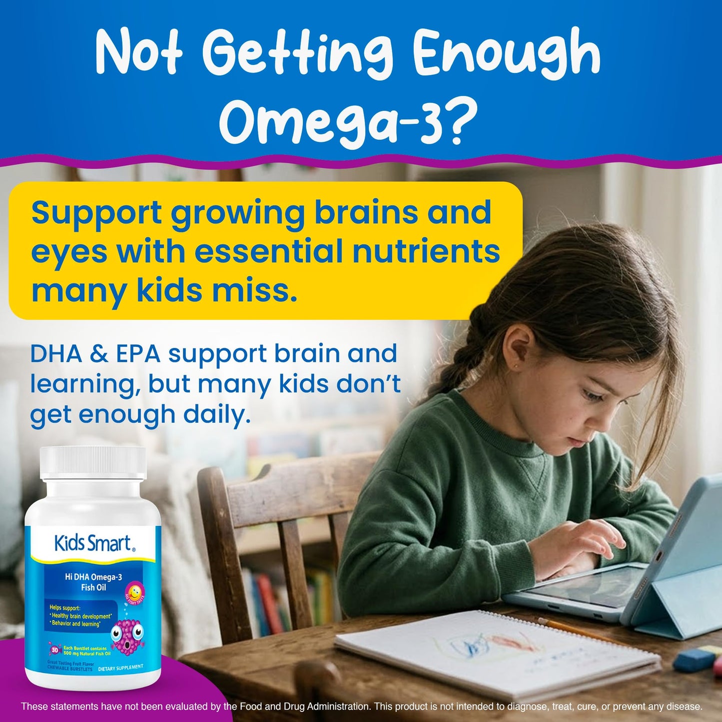 KIDS SMART Hi DHA Omega-3 Fish Oil Chewable, 3 Count