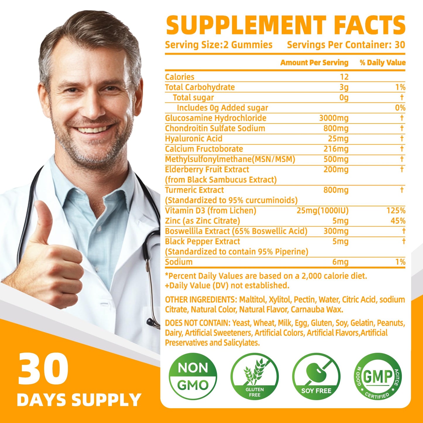 Nutravita Glucosamine Chondroitin Gummies with MSM & Elderberry Extra Strength - 60 Count