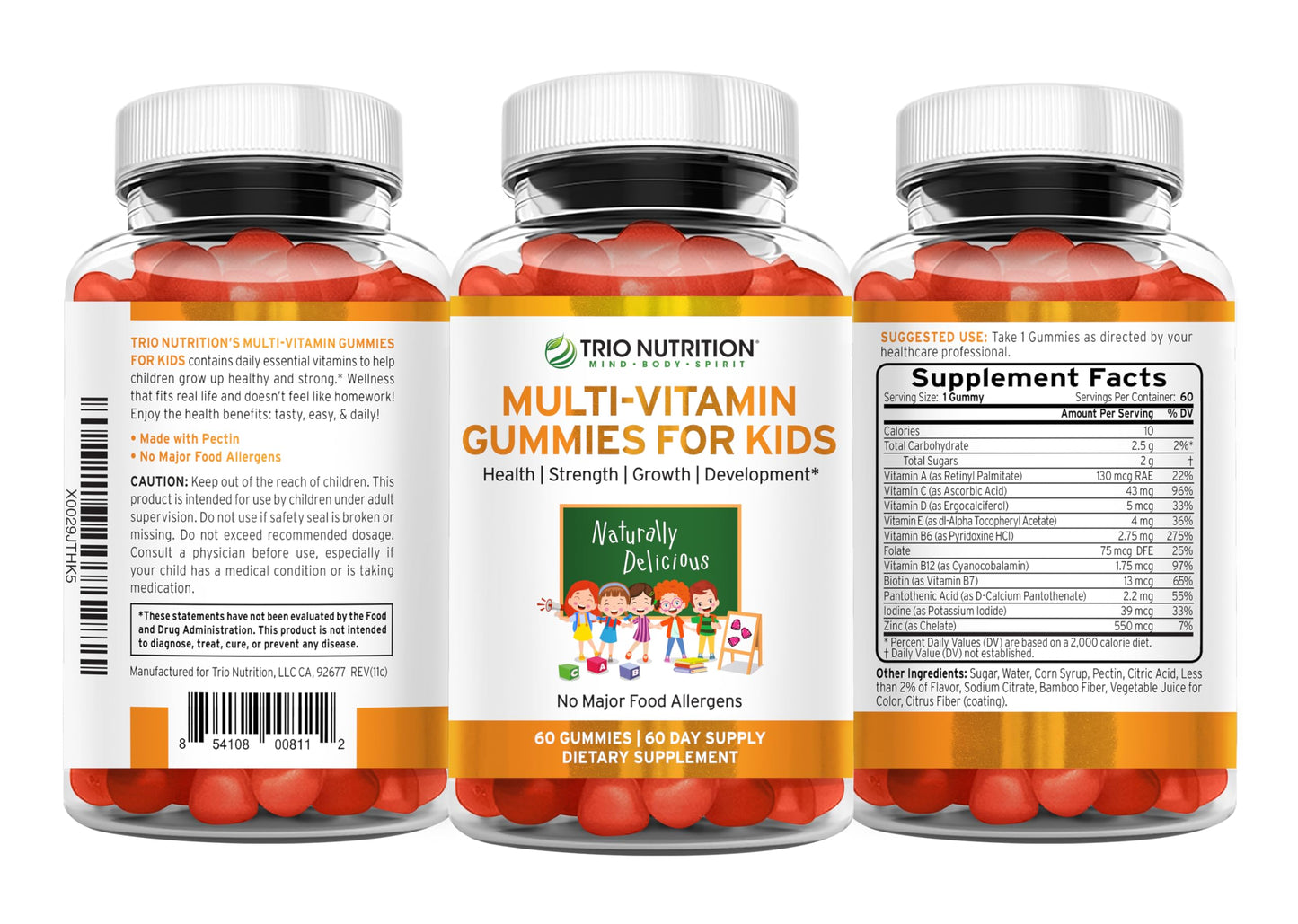 TRIO NUTRITION Premium Kids Multivitamin Gummies, 60 Count