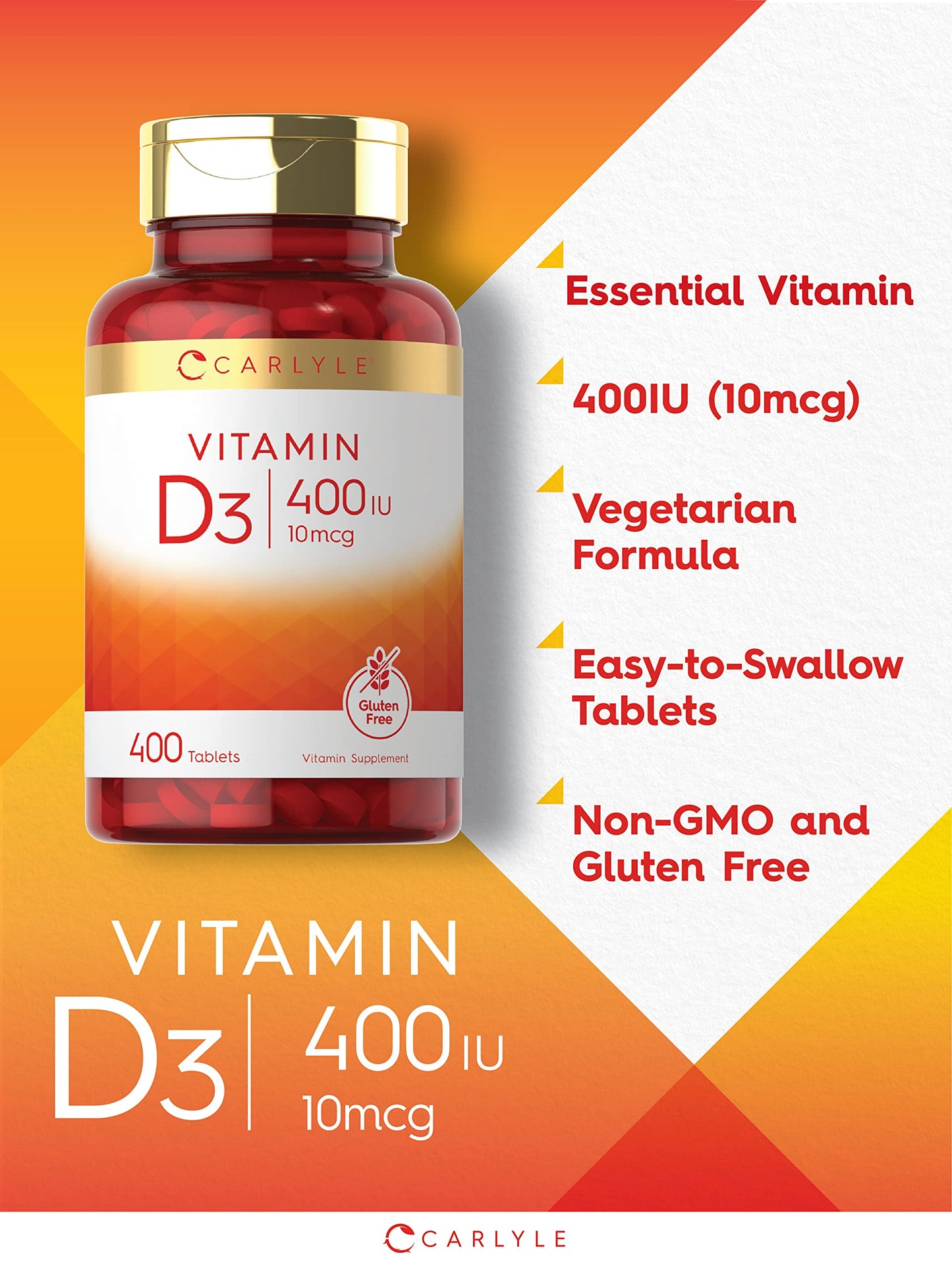Carlyle Vitamin D3 400iu (10mcg) Tablet, 400 Tablets