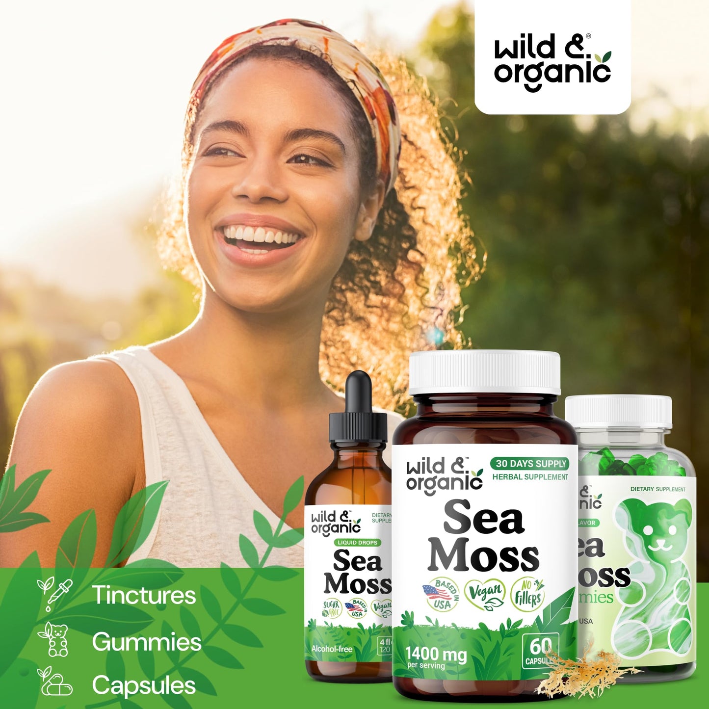Wild & Organic Sea Moss Capsules - Capsule, 60 Count