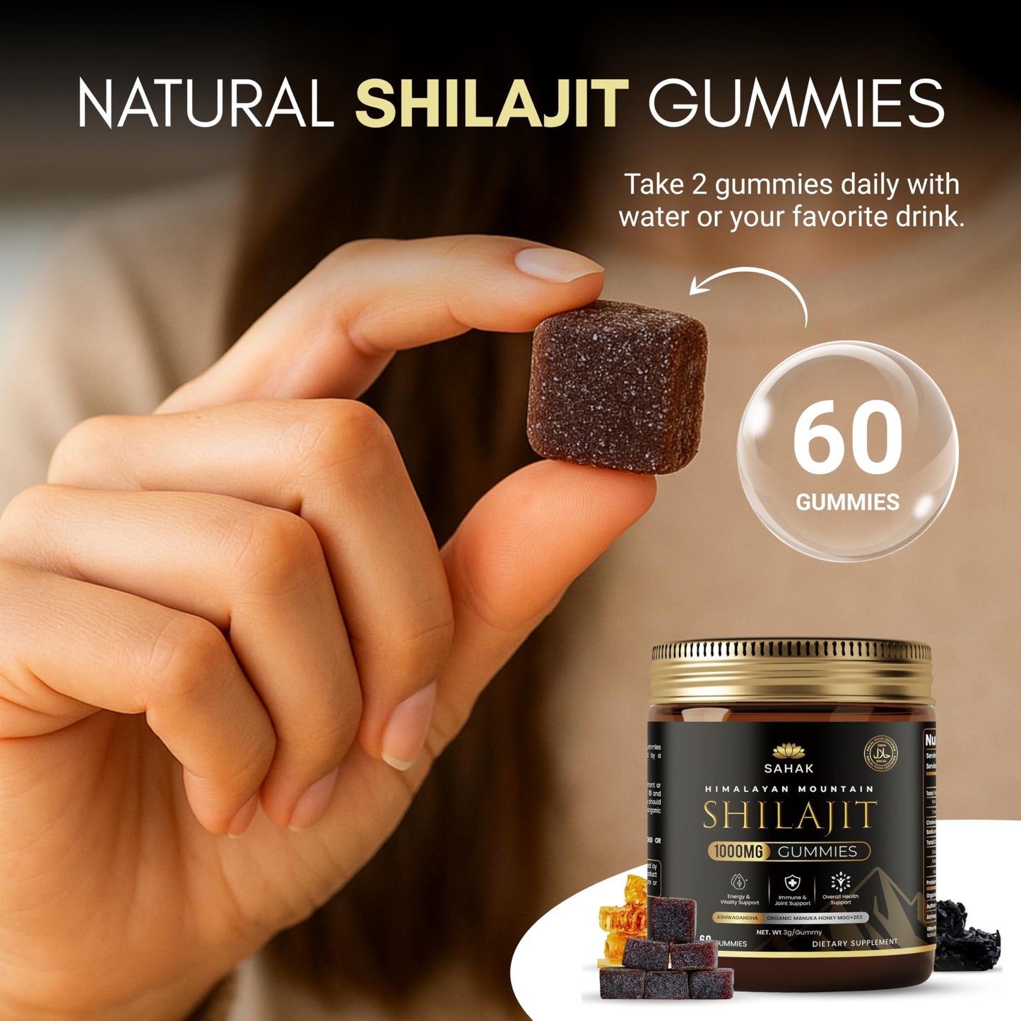 SAHAK Shilajit Gummies, 60ct