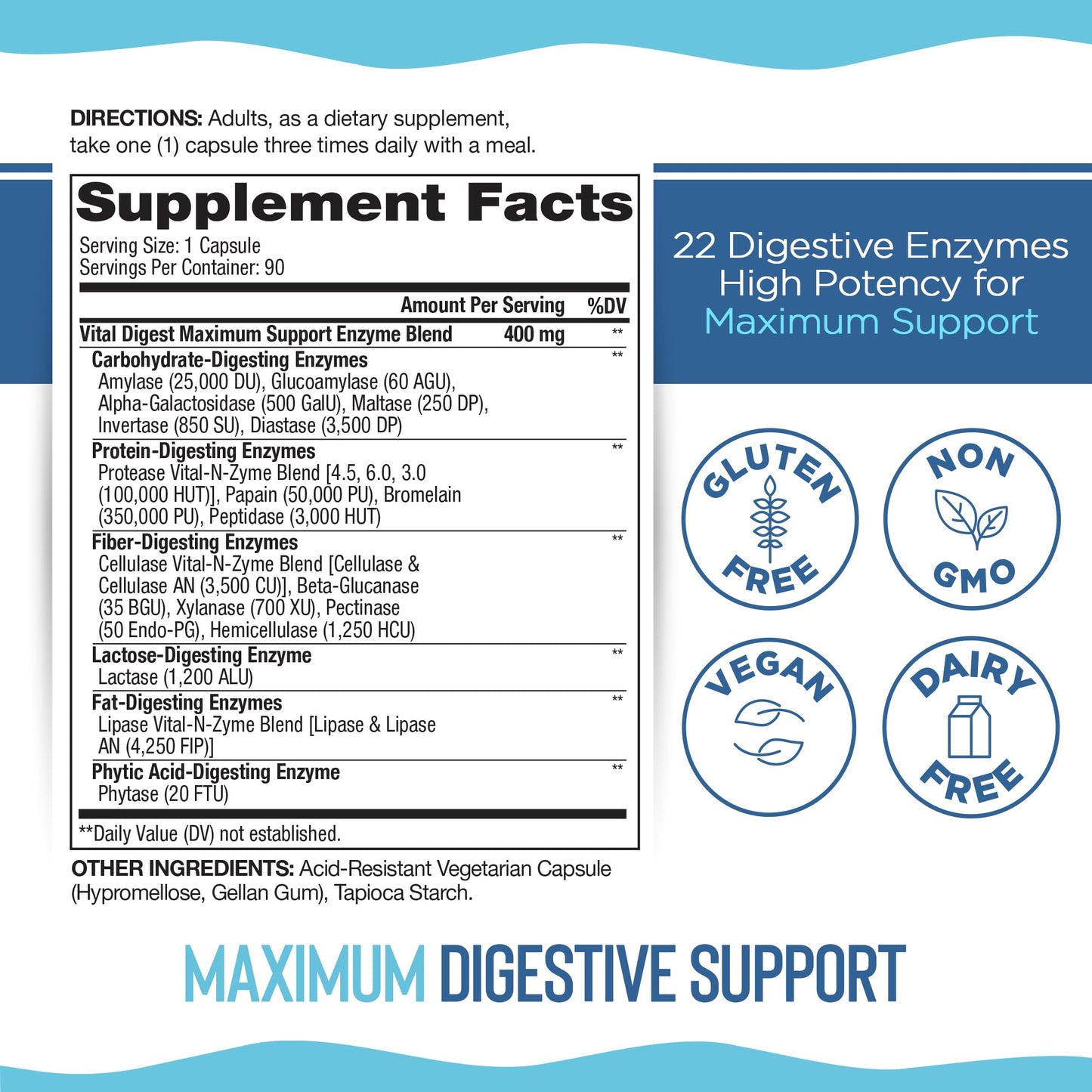 Vital Planet Vital Digest Natural Digestive Enzymes 90 Capsules