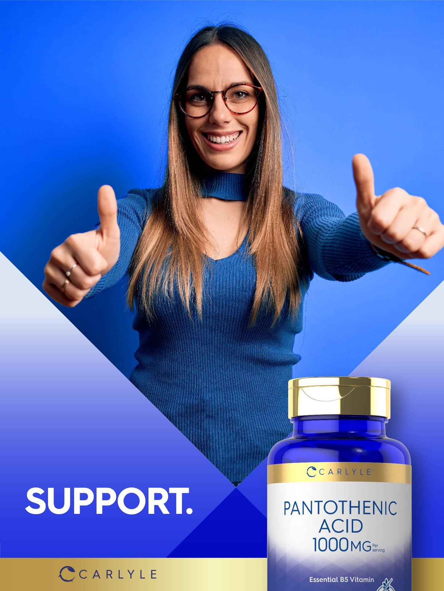 Carlyle Pantothenic Acid Vitamin B5 1000mg Capsule, 100 Capsules