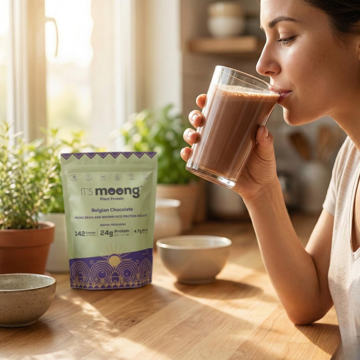 IT'S moong healthy protein Plant Protein Powder, Belgian Chocolate, 17.64 oz