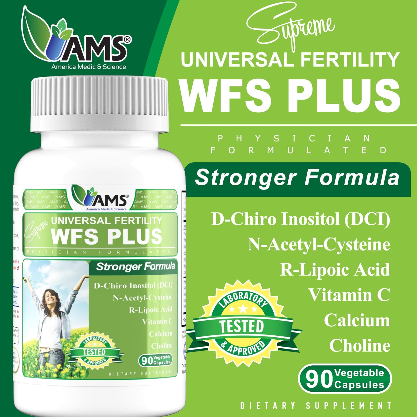 America Medic & Science WFS Plus Fertility Supplements for Women 90 Capsules