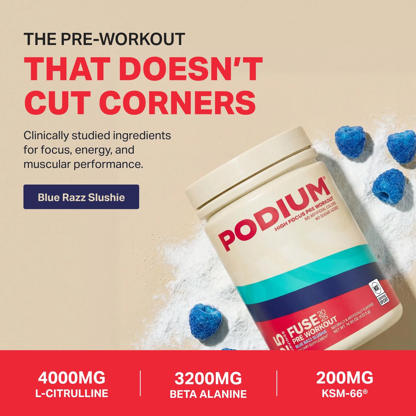 Podium Nutrition Fuse 2025 Pre Workout Powder, 6 oz