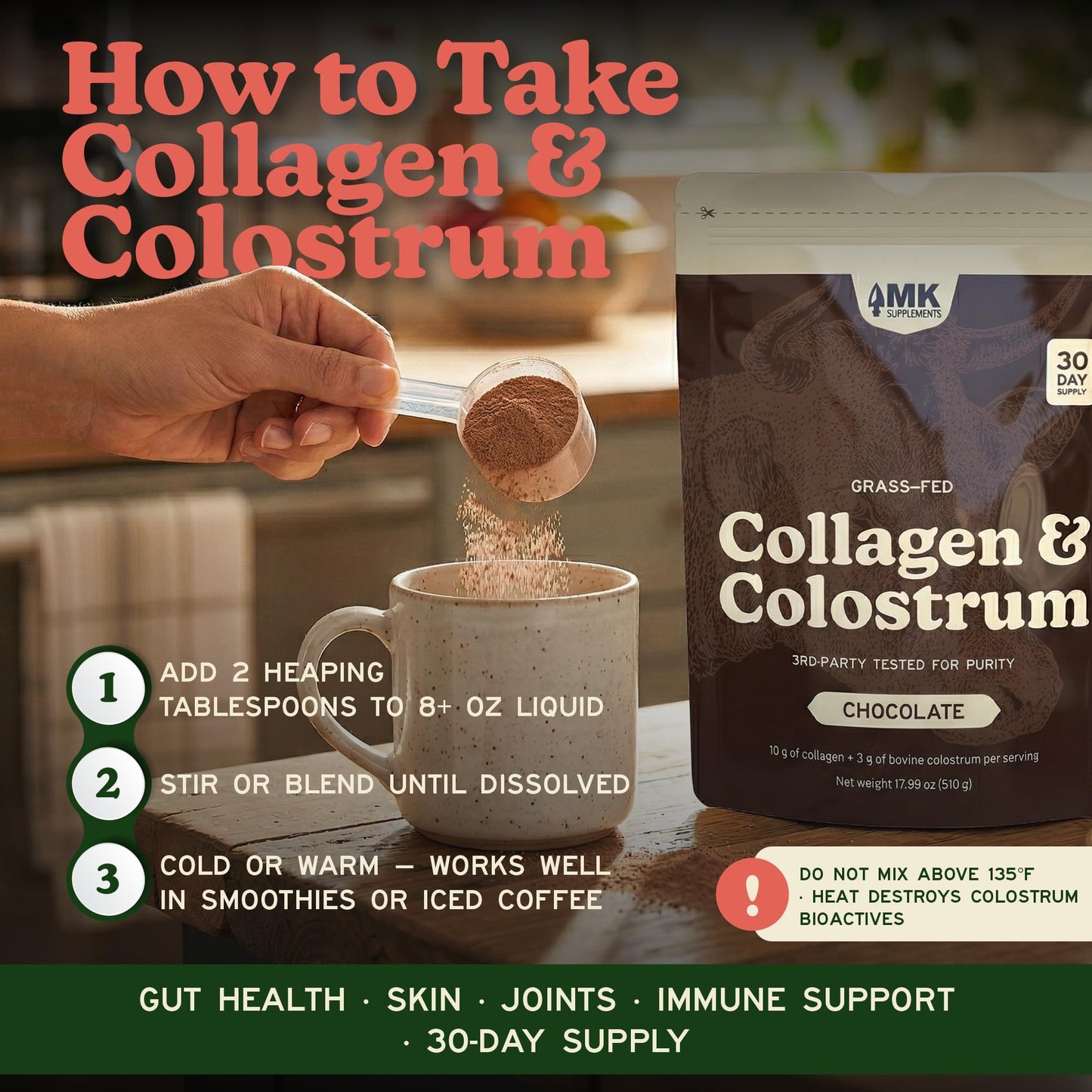 MK Supplements Grass-Fed Collagen & Colostrum Capsule, 1 Capsule