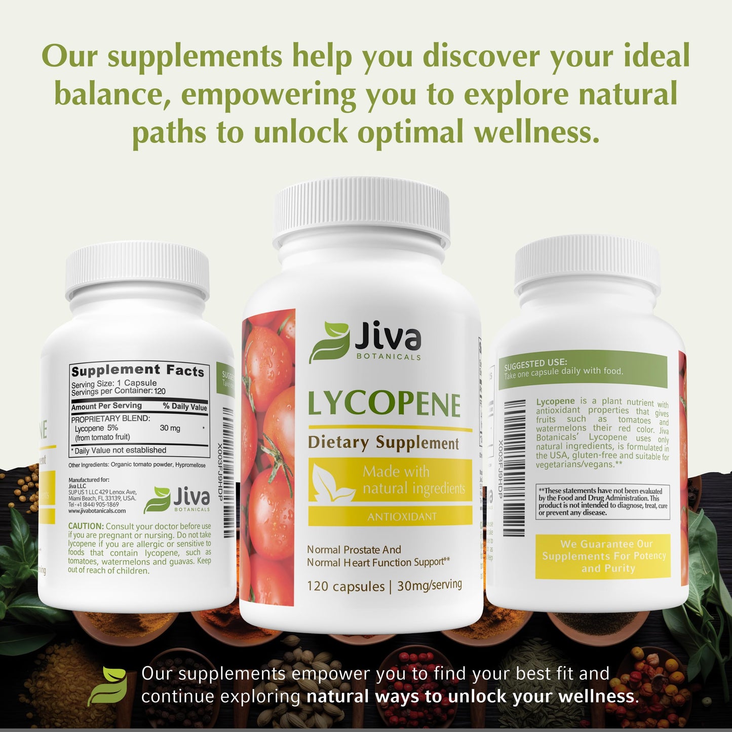 Jiva Botanicals Lycopene 30mg Prostate Supplement 120 Capsules