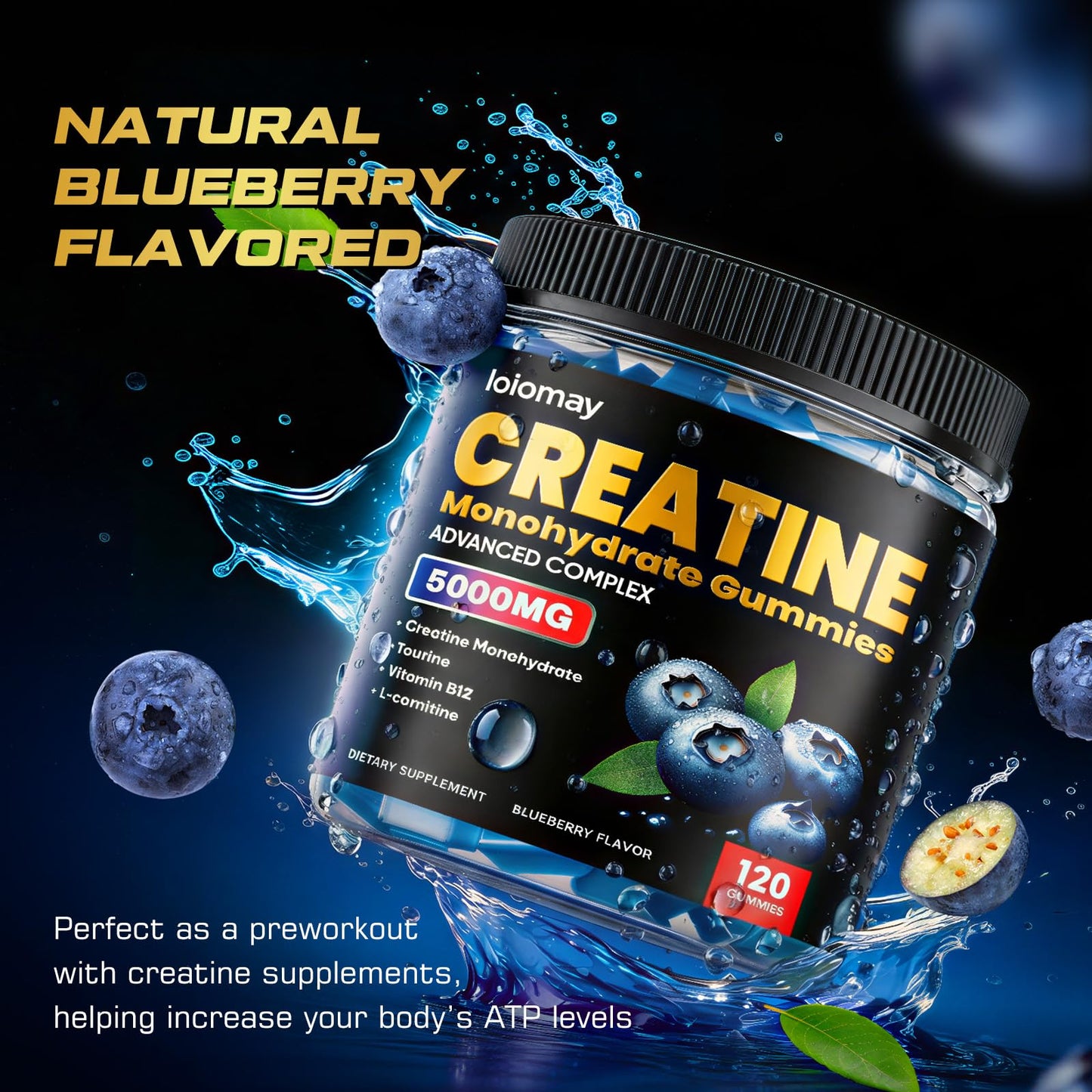 Loiomay Creatine Monohydrate Gummies 120 Count