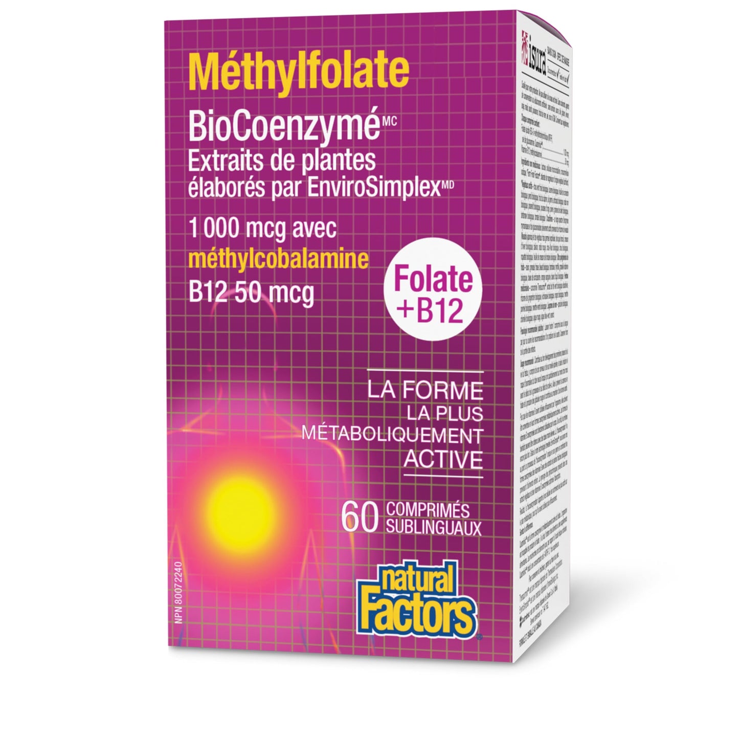 Natural Factors Biocoenzymated Methylfolate 1000mcg Tablet 60 Count