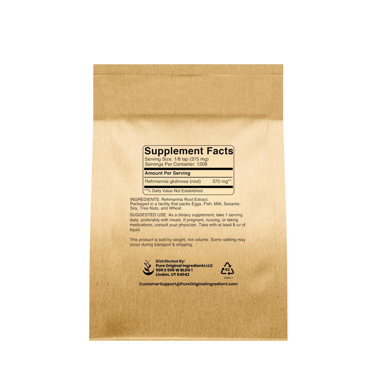 PURE ORIGINAL INGREDIENTS Rehmannia Root Extract Powder 16 oz