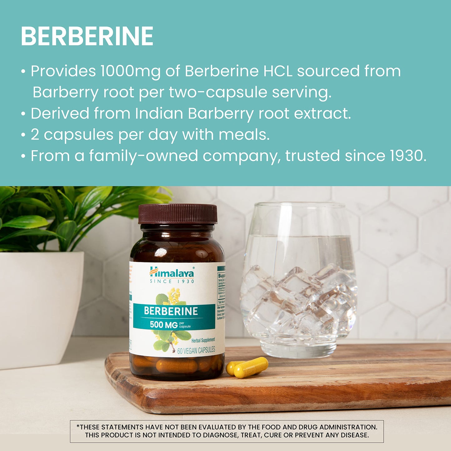 Himalaya Berberine 500 mg Capsules, 60 Count