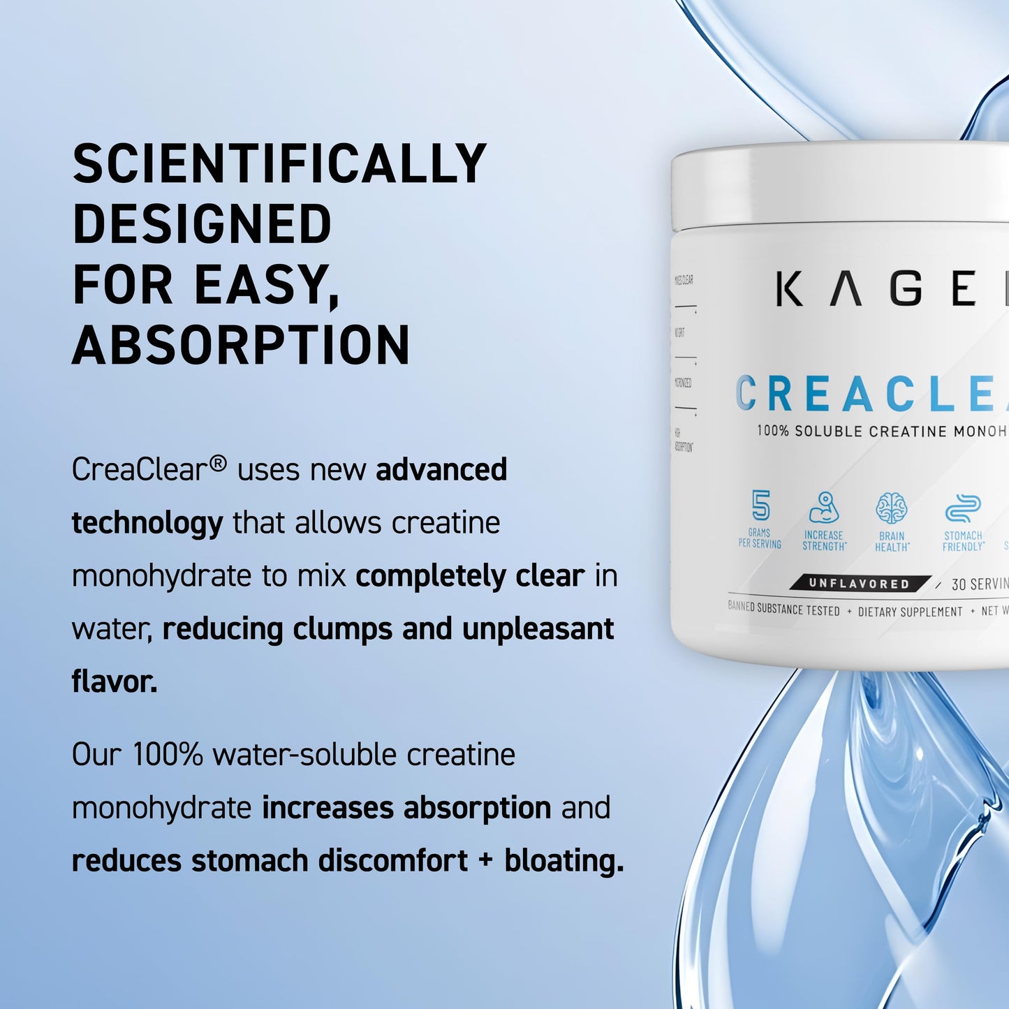 Kaged CreaClear Creatine Monohydrate Powder 30 Servings