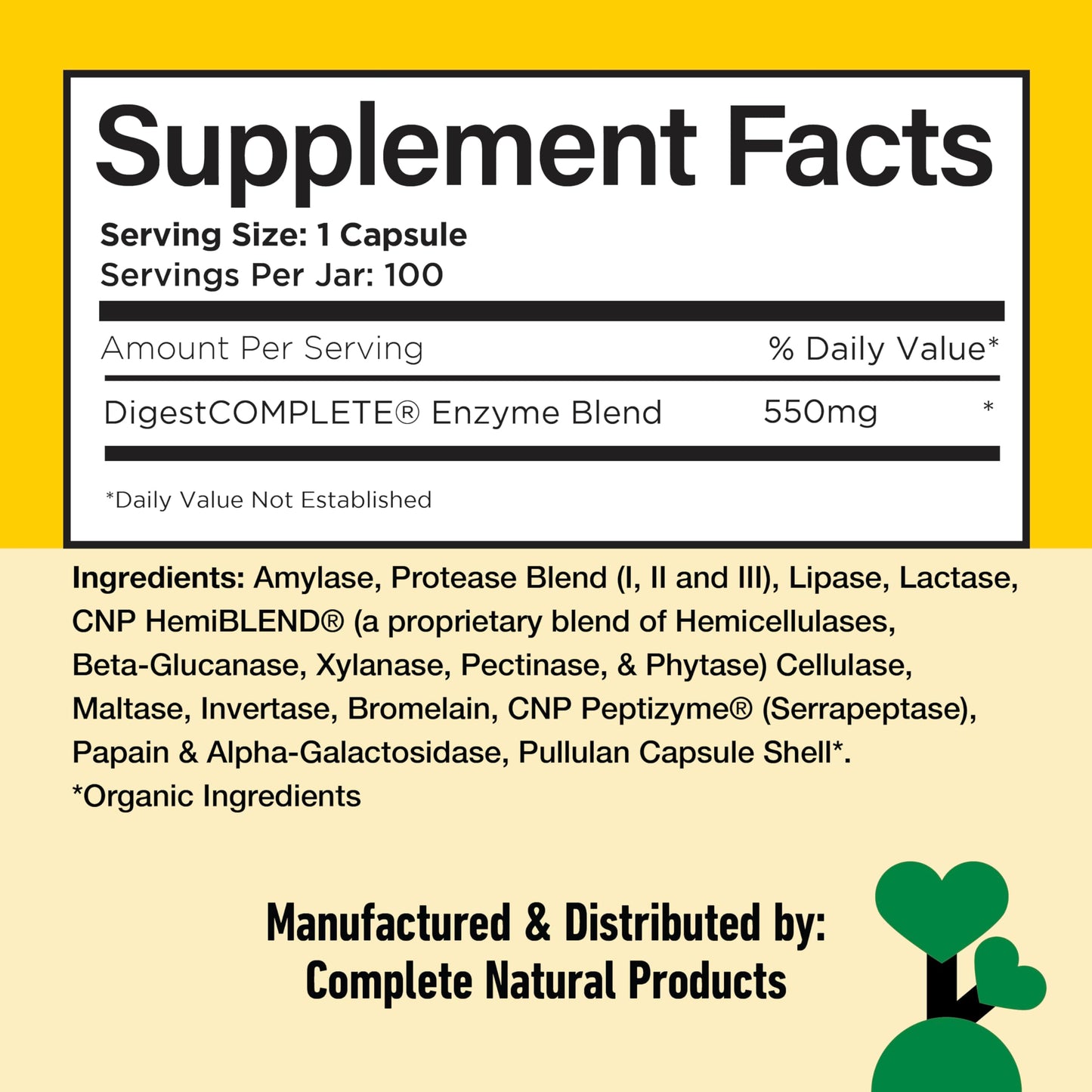 Complete Natural Products Organic Papaya Enzymes & Digestive Enzymes 100 Capsules Bundle