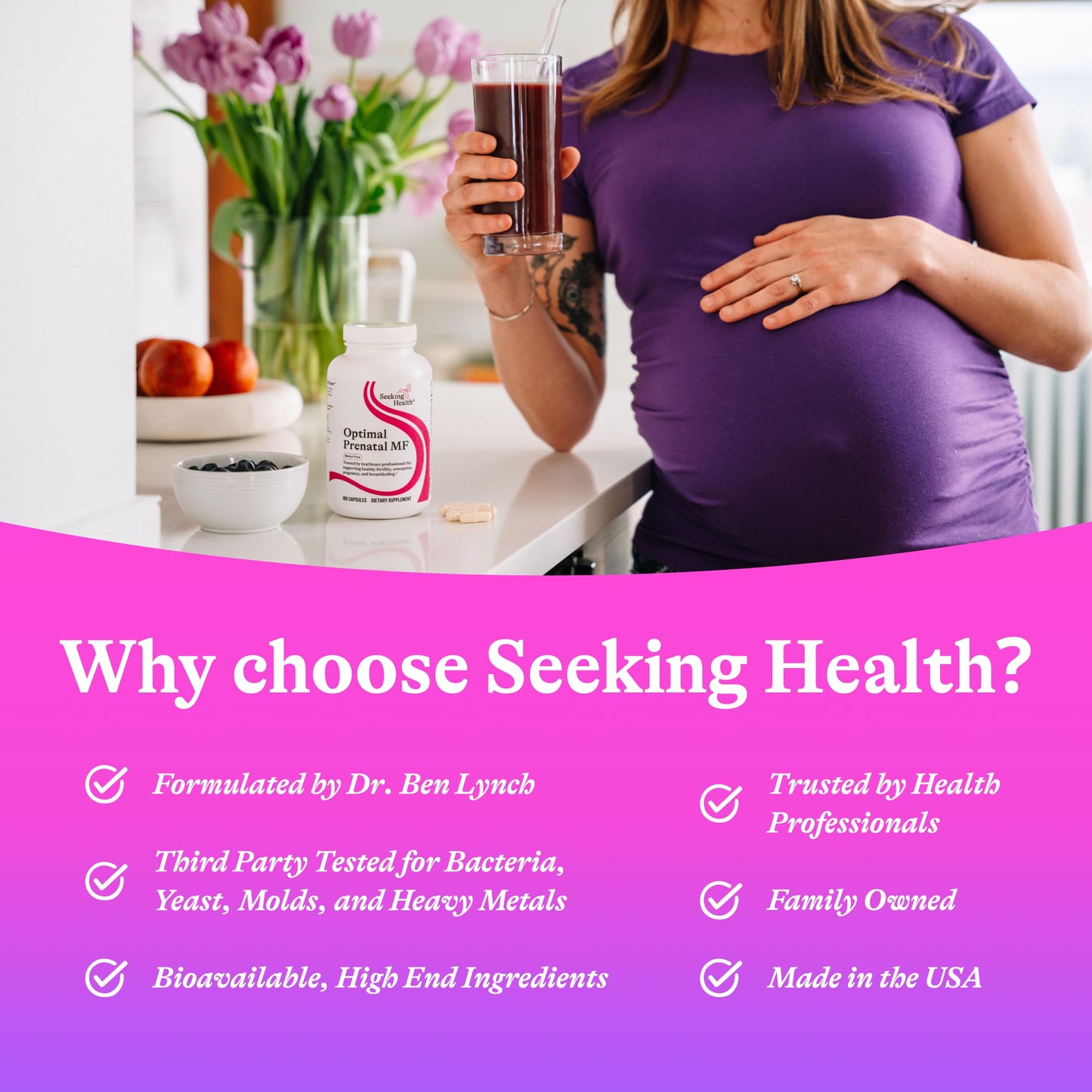 Seeking Health Optimal Prenatal MF Capsules, 180 Count