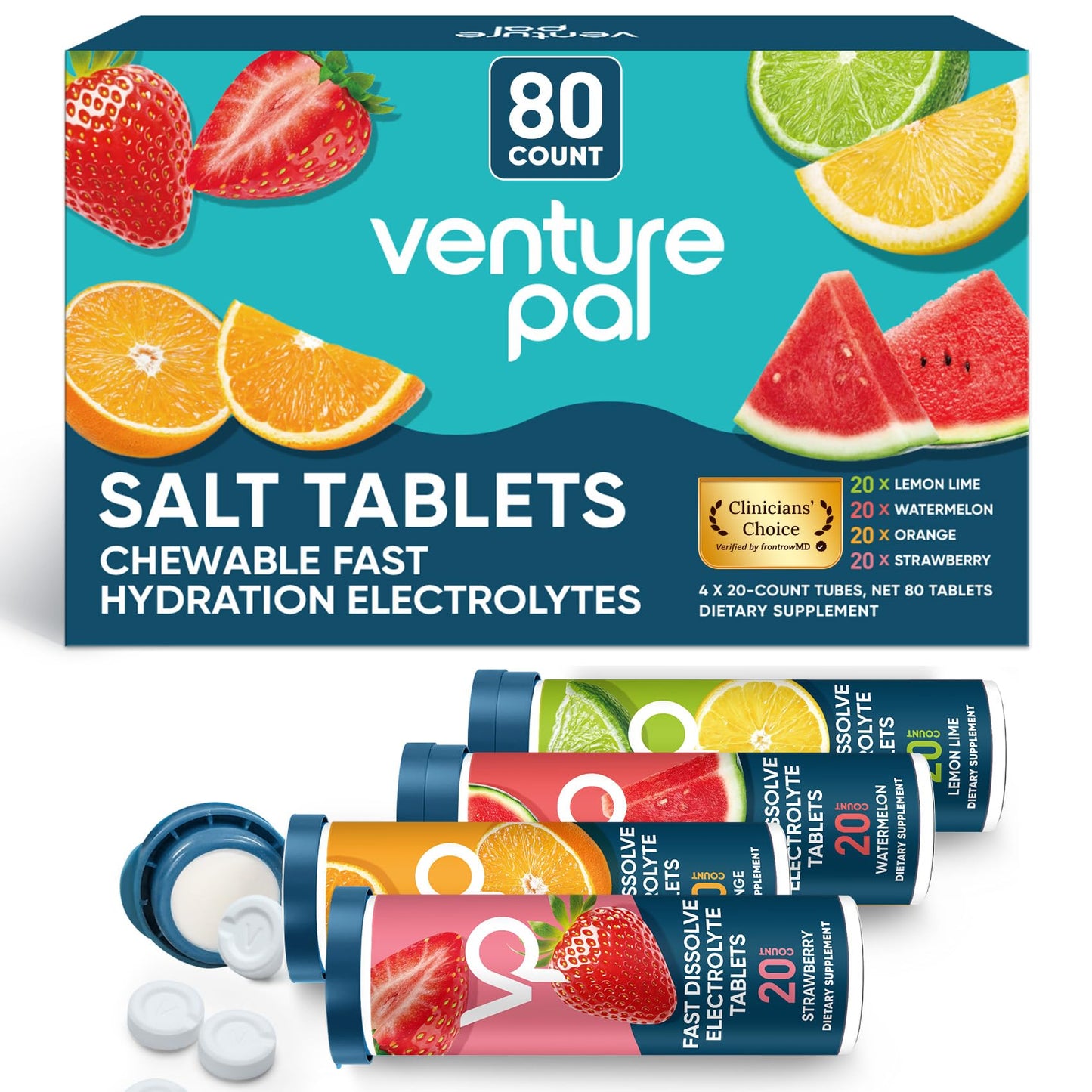 Venture Pal Chewable Electrolyte Tablets 80 Count, Pack of 4