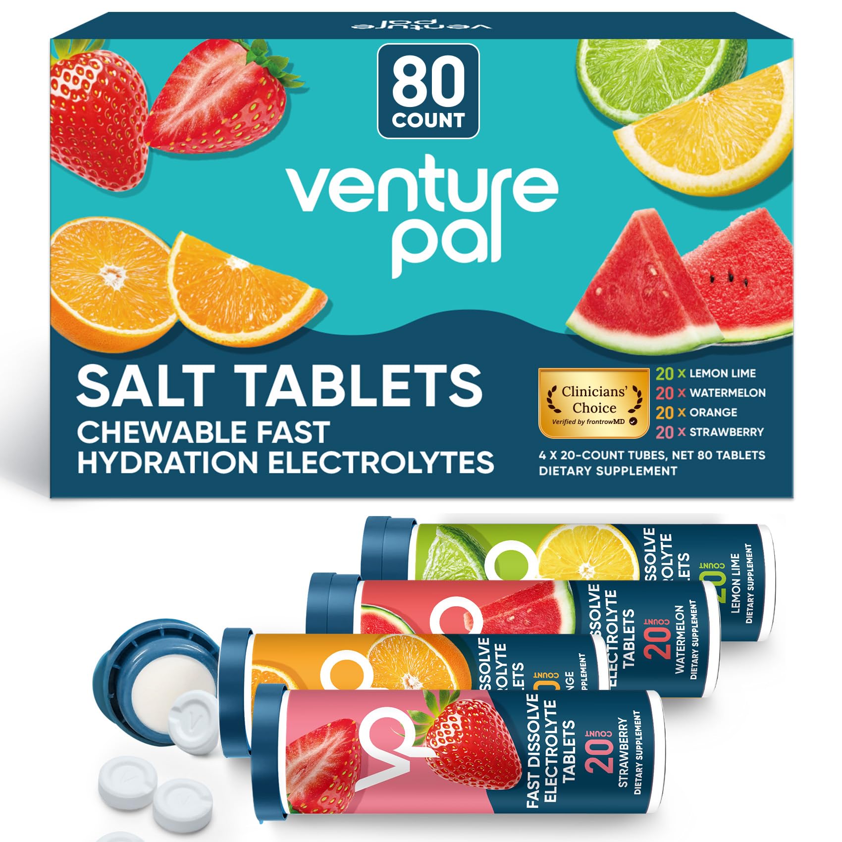 Venture Pal Chewable Electrolyte Tablets 80 Count, Pack of 4