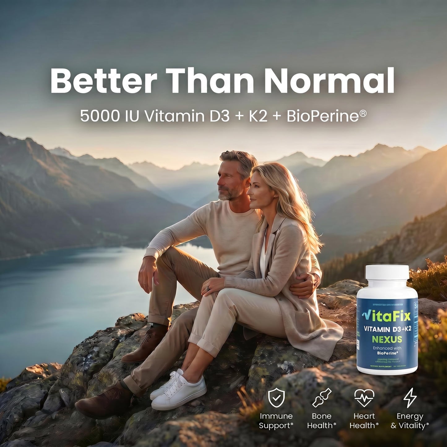 VitaFix Vitamin D3 K2 5000 IU (MK-7 100 mcg) Capsules, 60 Count