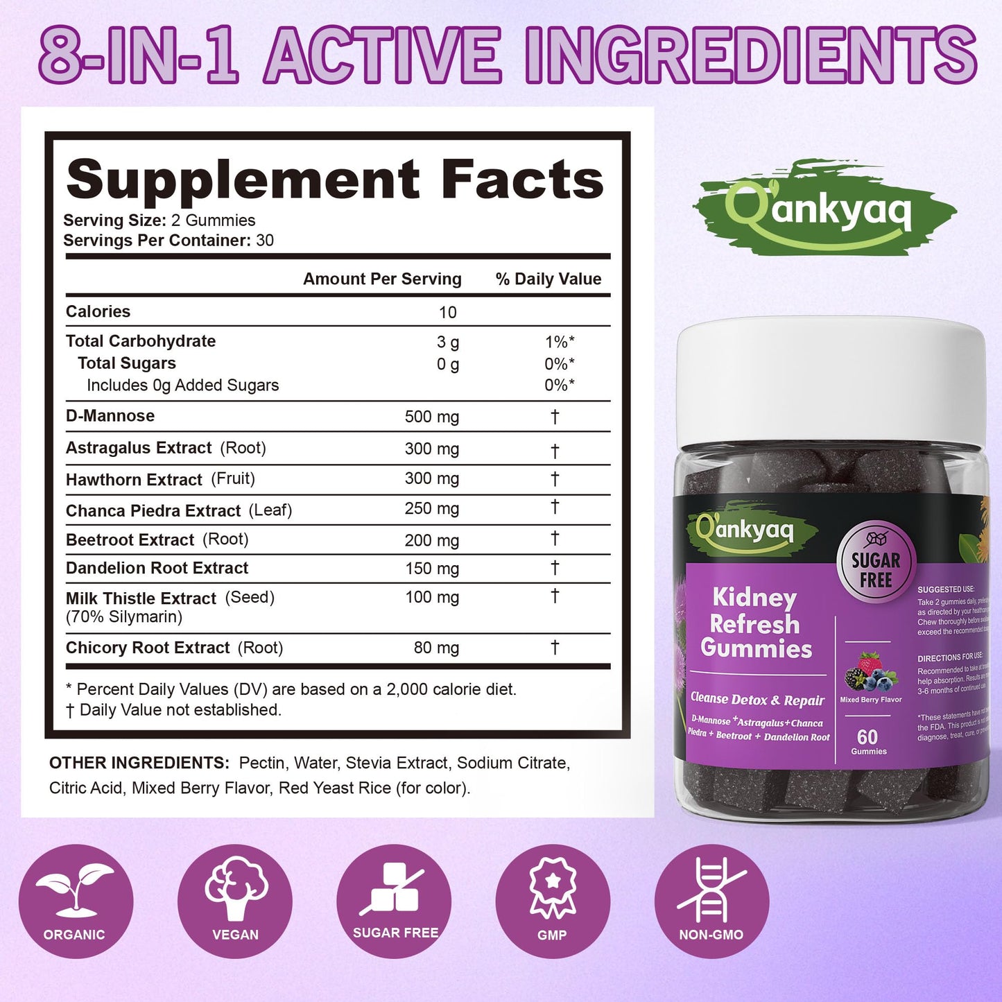 Q'ankyaq D-Mannose Gummies, 120-Count