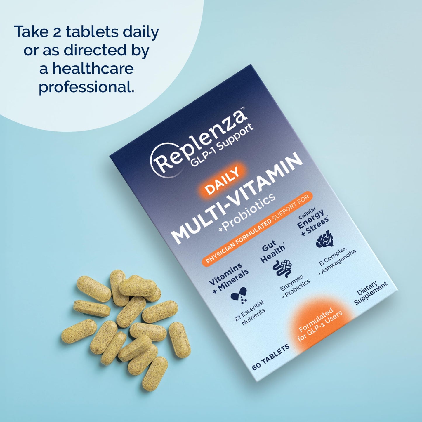 Replenza Daily GLP-1 Nutritional Support Supplement Tablet, 60 Tablets