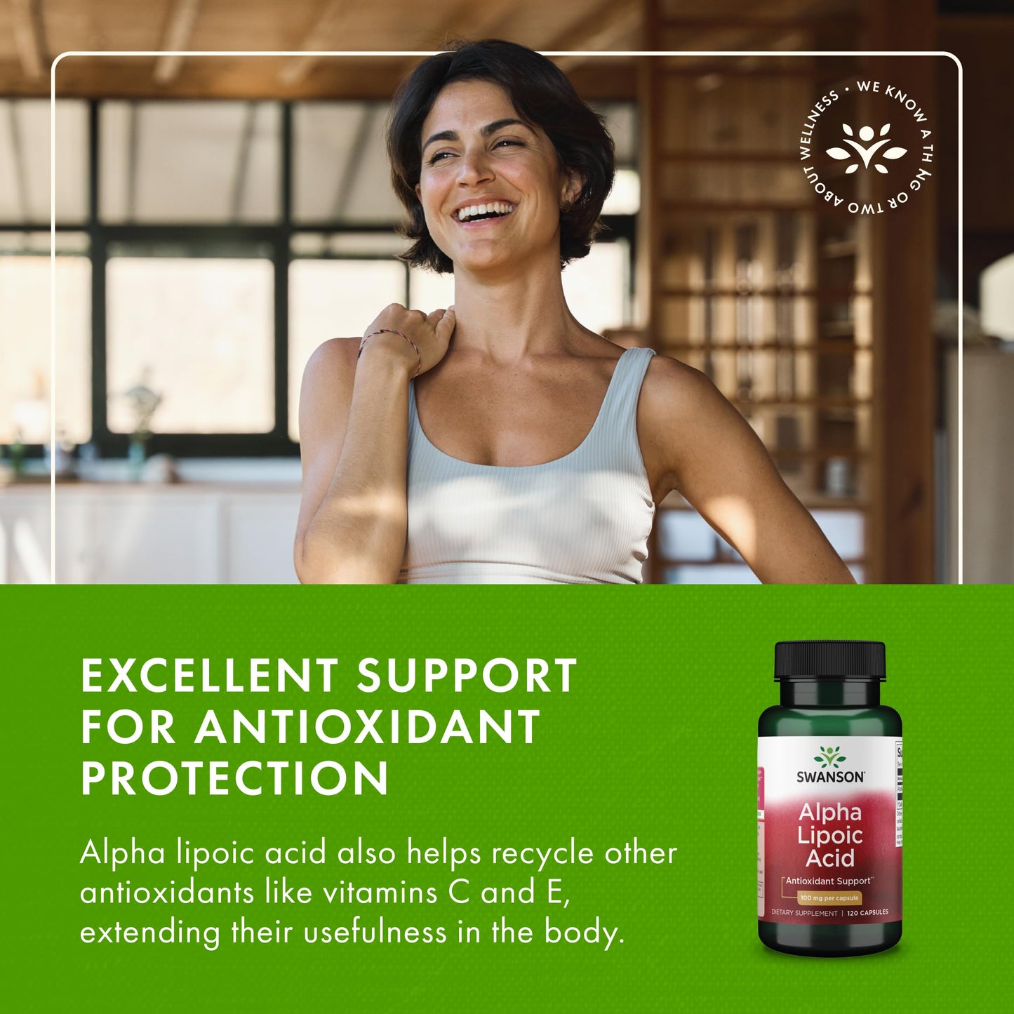 Swanson Alpha Lipoic Acid 100 mg Capsules, 120 Count