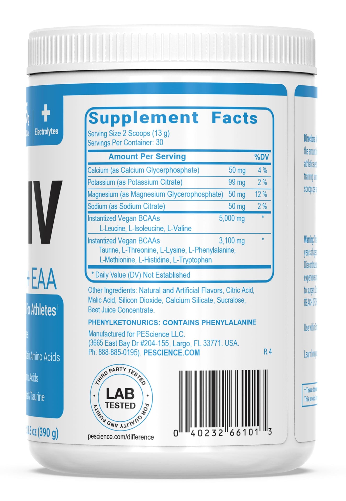 PEScience Amino IV BCAA & EAA Powder, 13.4 Ounce